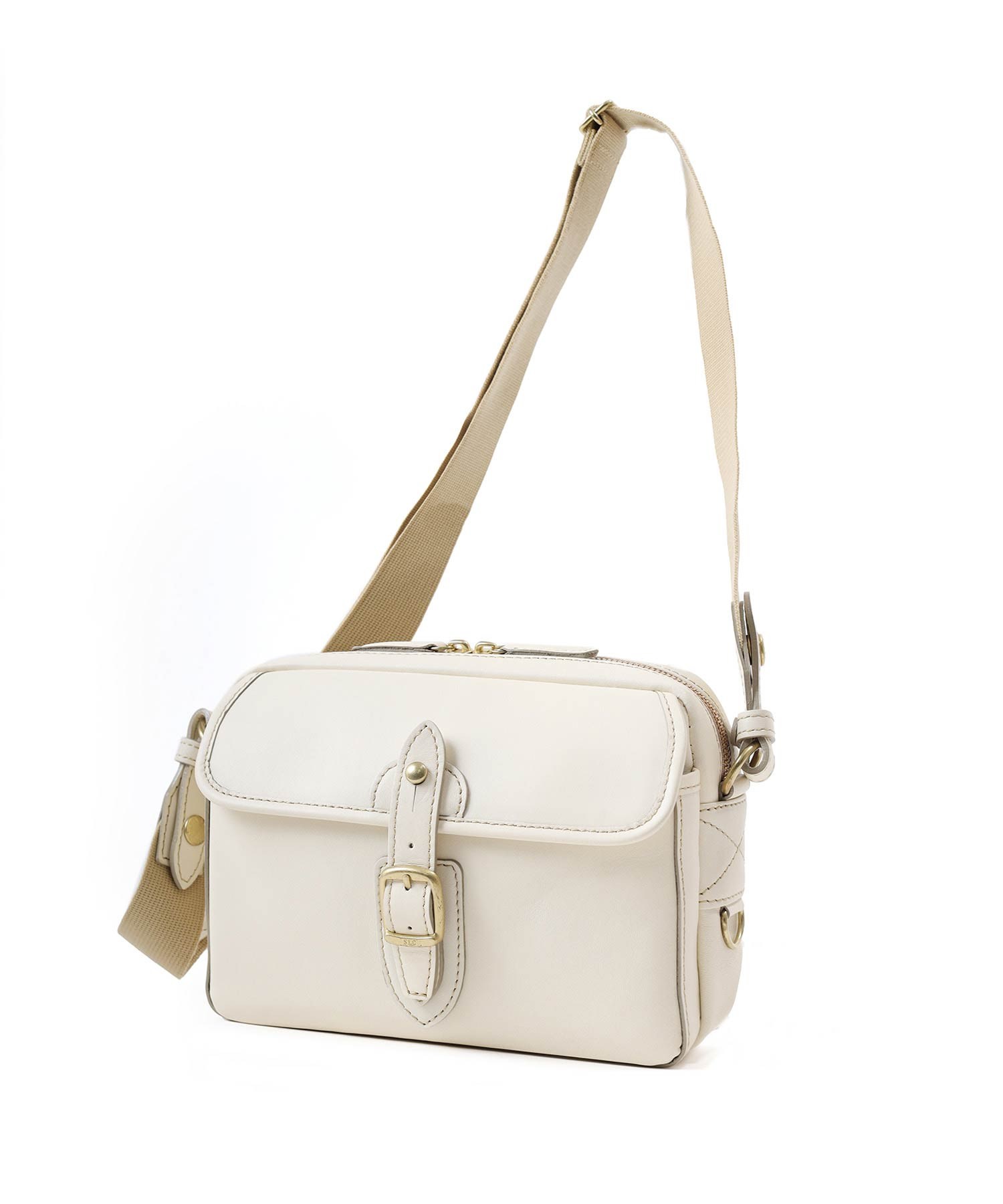 シルバーレイククラブ オイルレザー ミニショルダーバッグ 23cm(ベージュ)