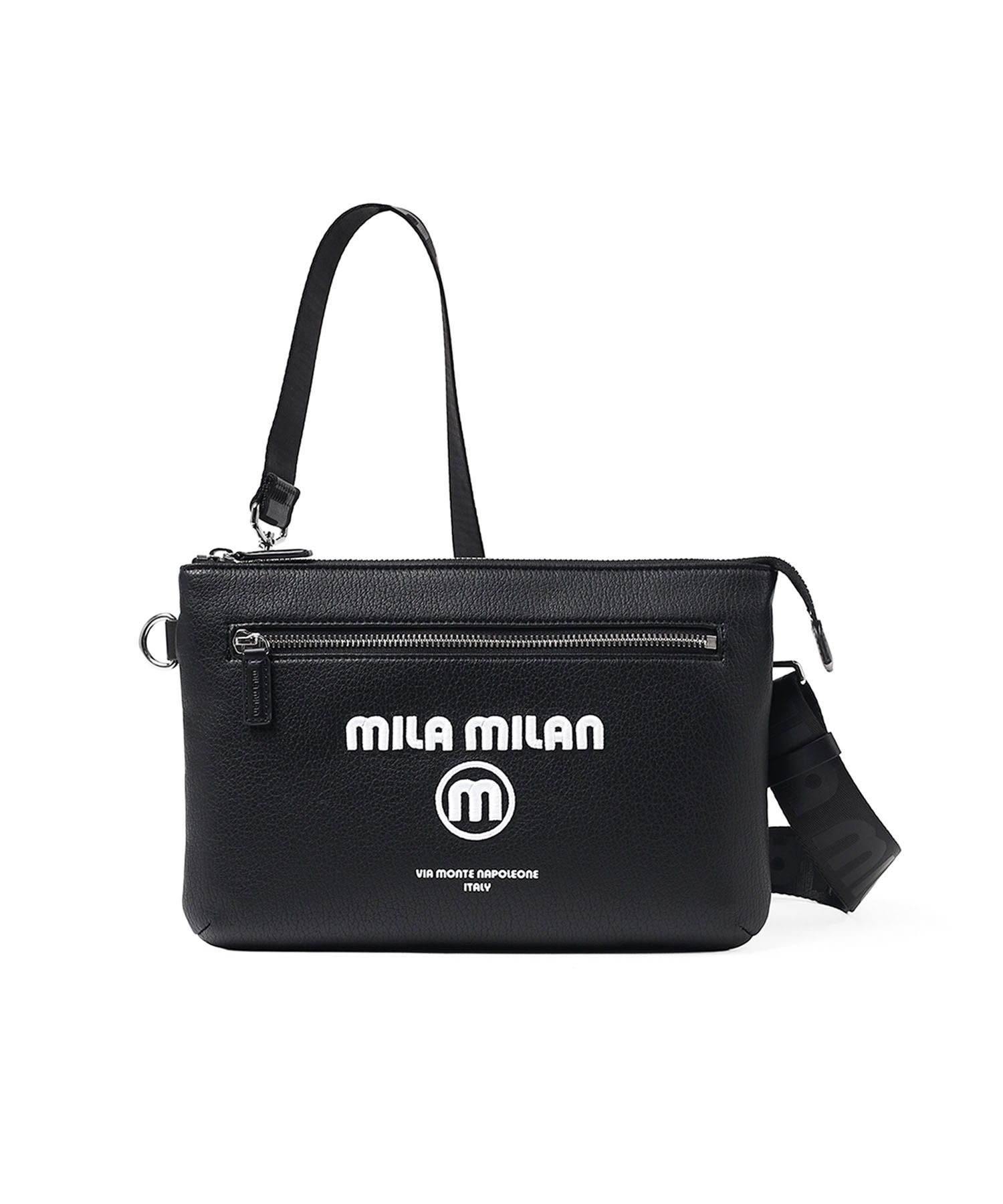 ミラ・ミラン ププリエ クラッチバッグ兼用ショルダーバッグ B5 2WAY(クロ)