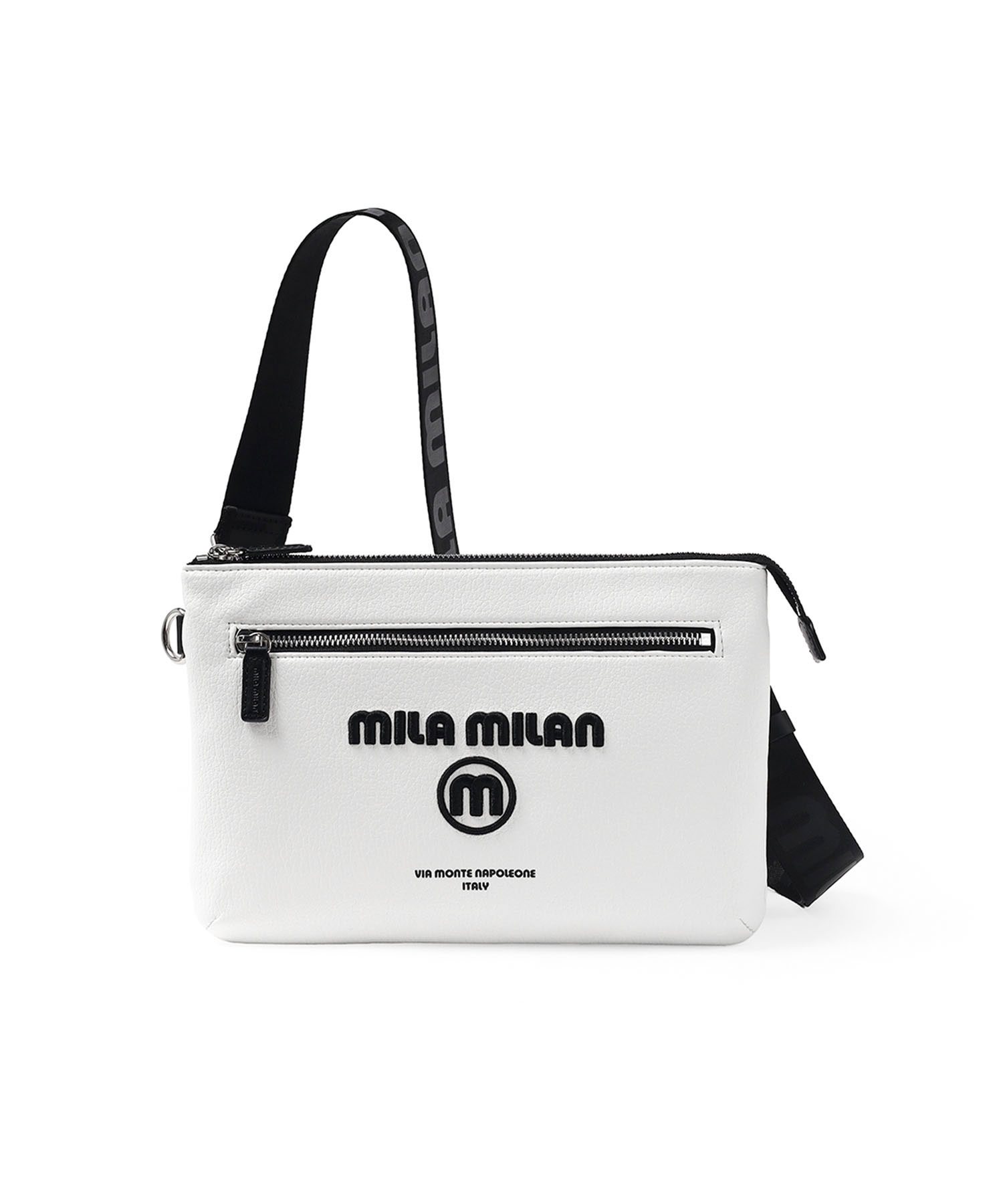 ミラ・ミラン ププリエ クラッチバッグ兼用ショルダーバッグ B5 2WAY(シロ)