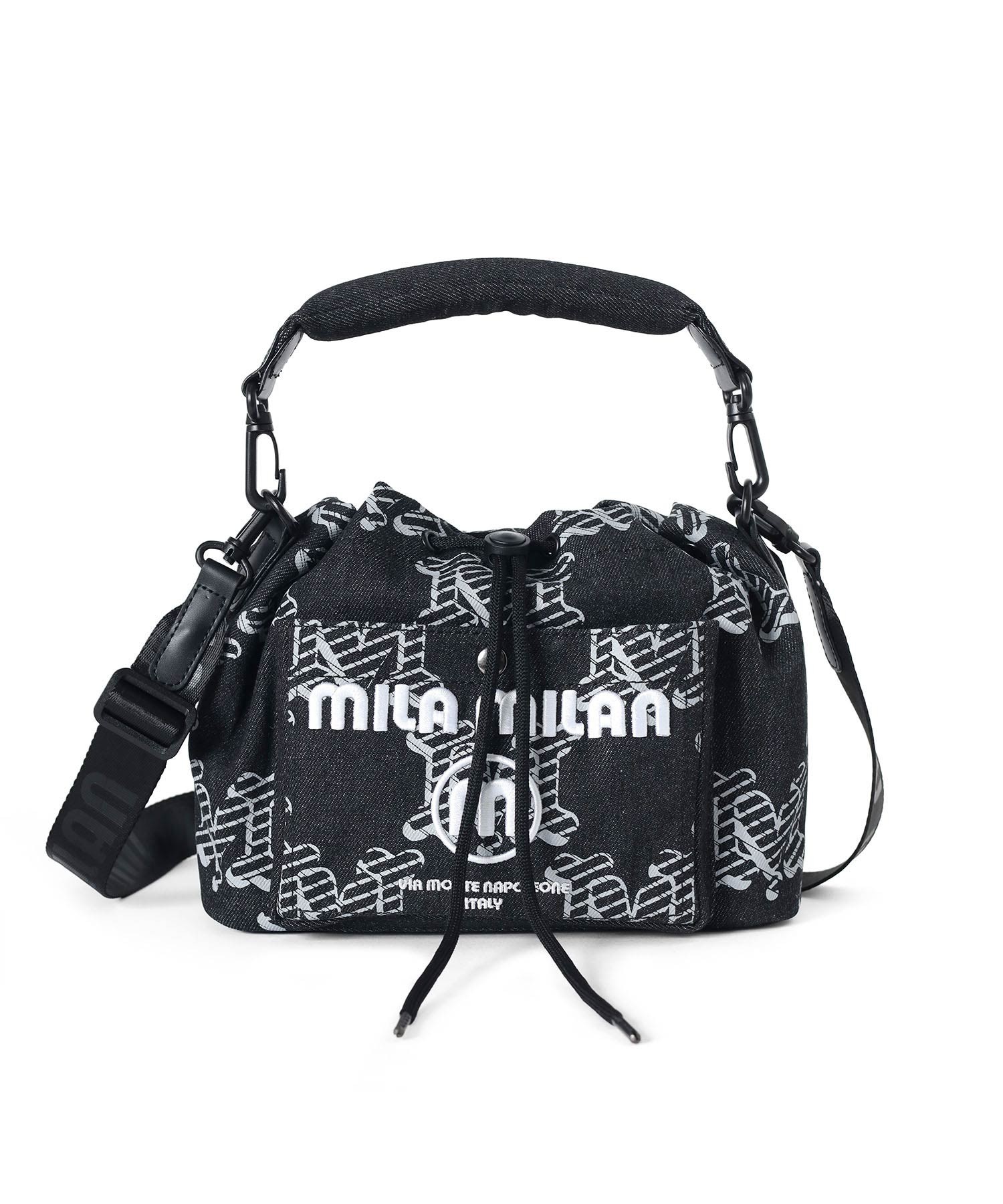 ミラ・ミラン デニーモ 巾着ショルダーバッグ(クロ)