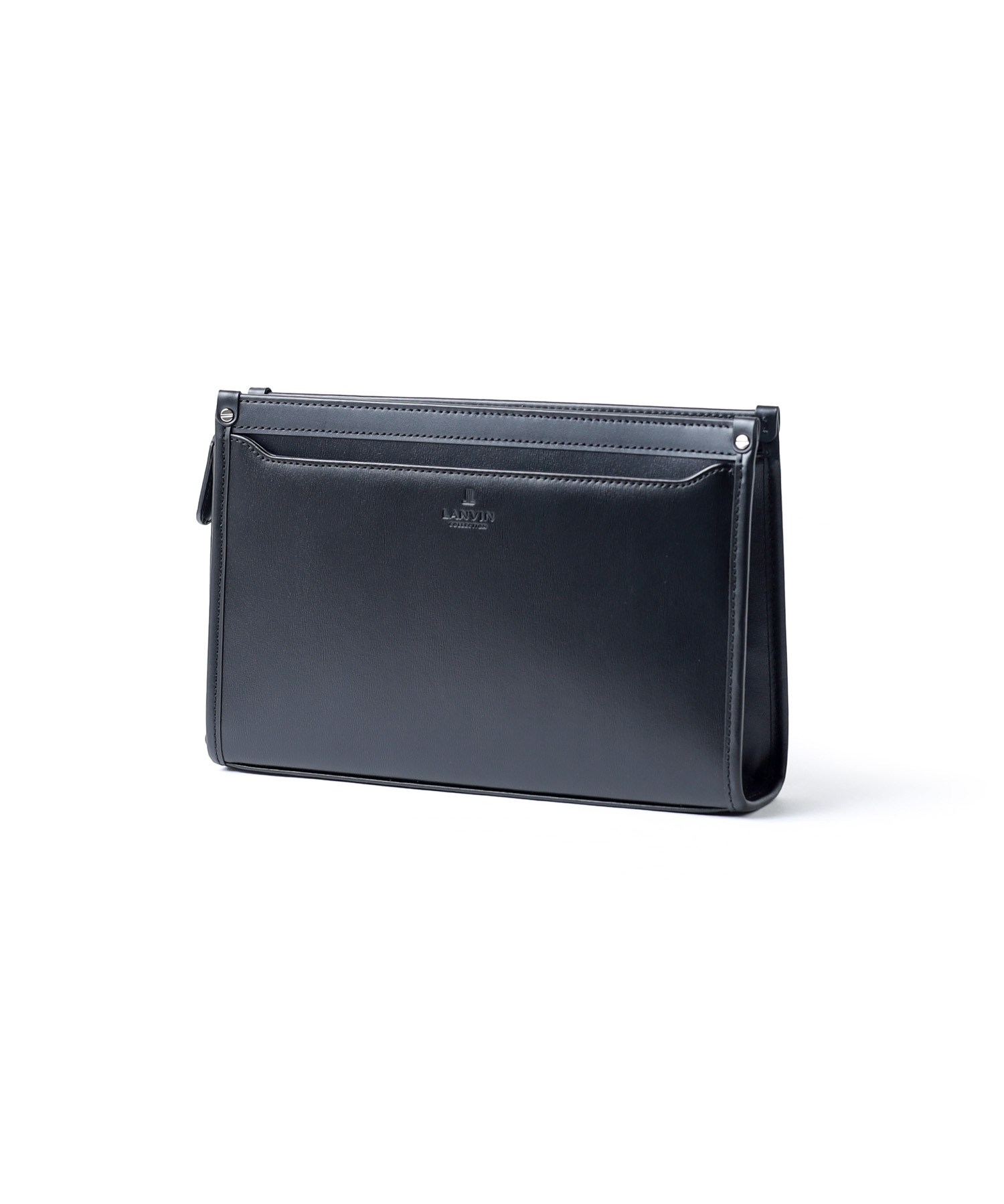 ランバン コレクション ニューフロー レザークラッチバッグ 24cm(クロ)