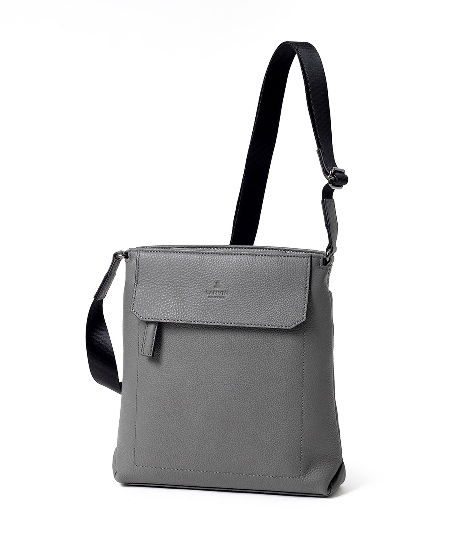 ランバン コレクション カンヌ レザーショルダーバッグ B5(グレー)