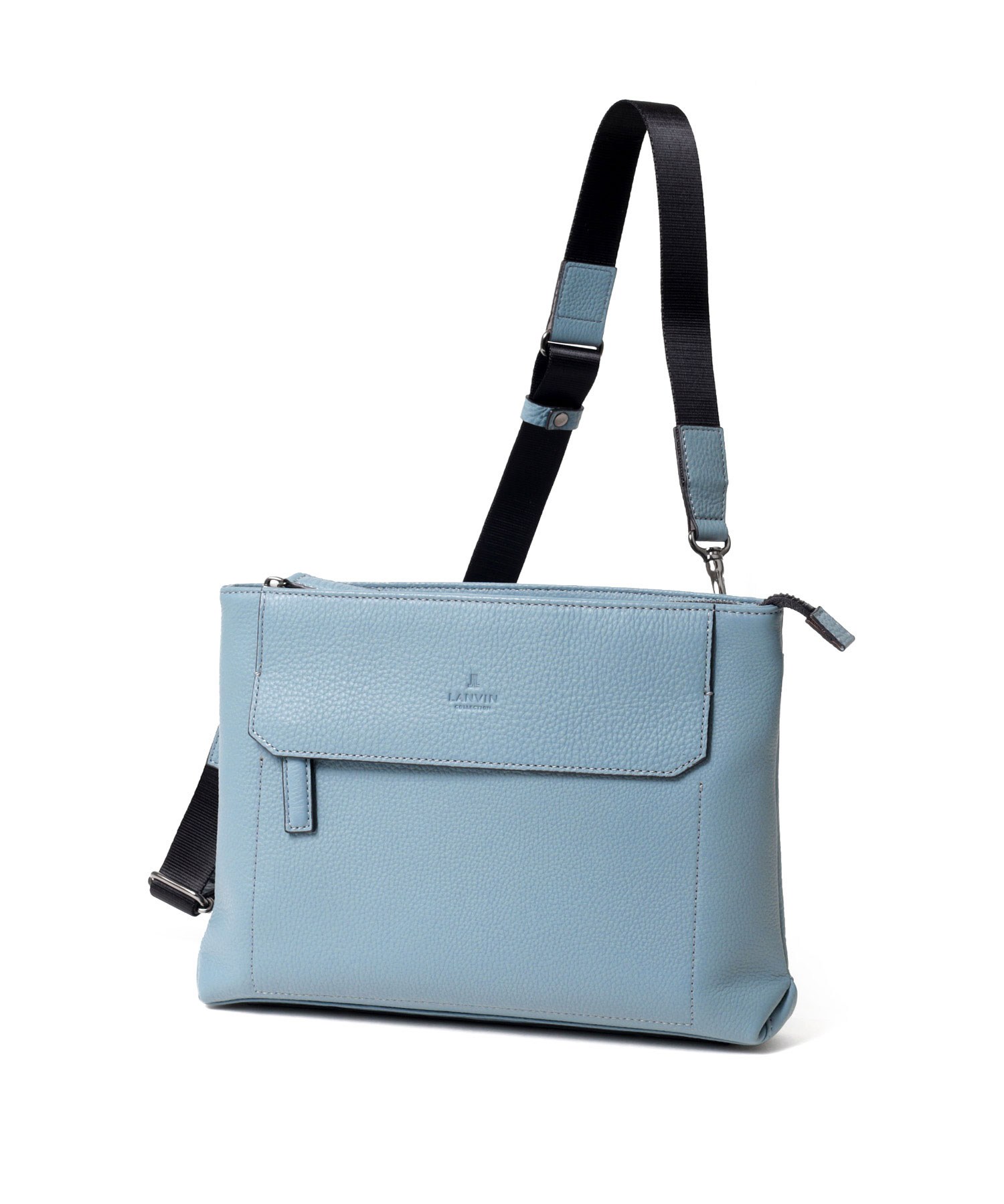 ランバン コレクション カンヌ レザークラッチ兼ショルダーバッグ B5(ブルー)