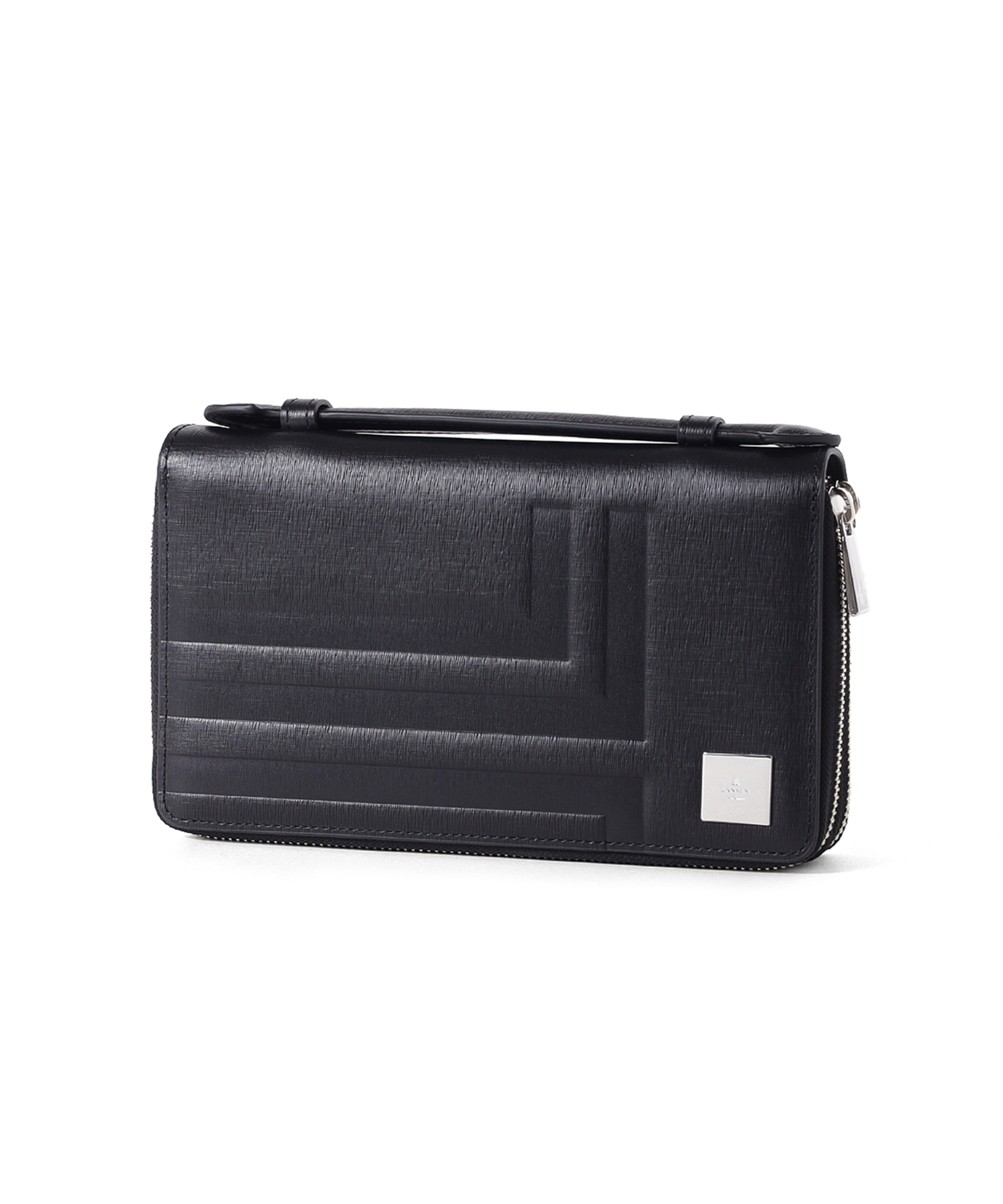 ランバン オン ブルー フィズ レザークラッチバッグ ダブルファスナー(クロ)