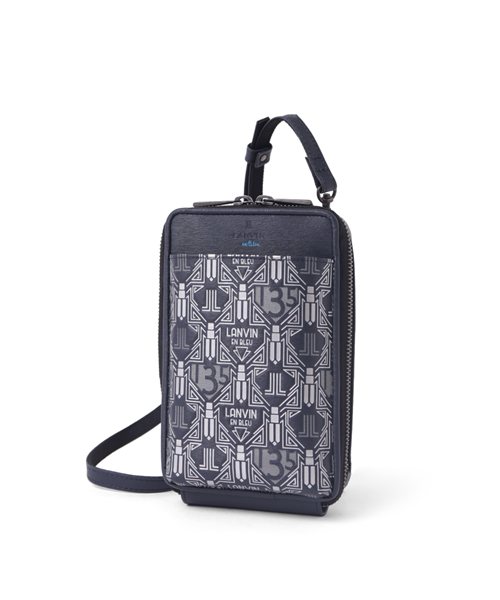 ランバン オン ブルー アールデコ レザースマートポーチ