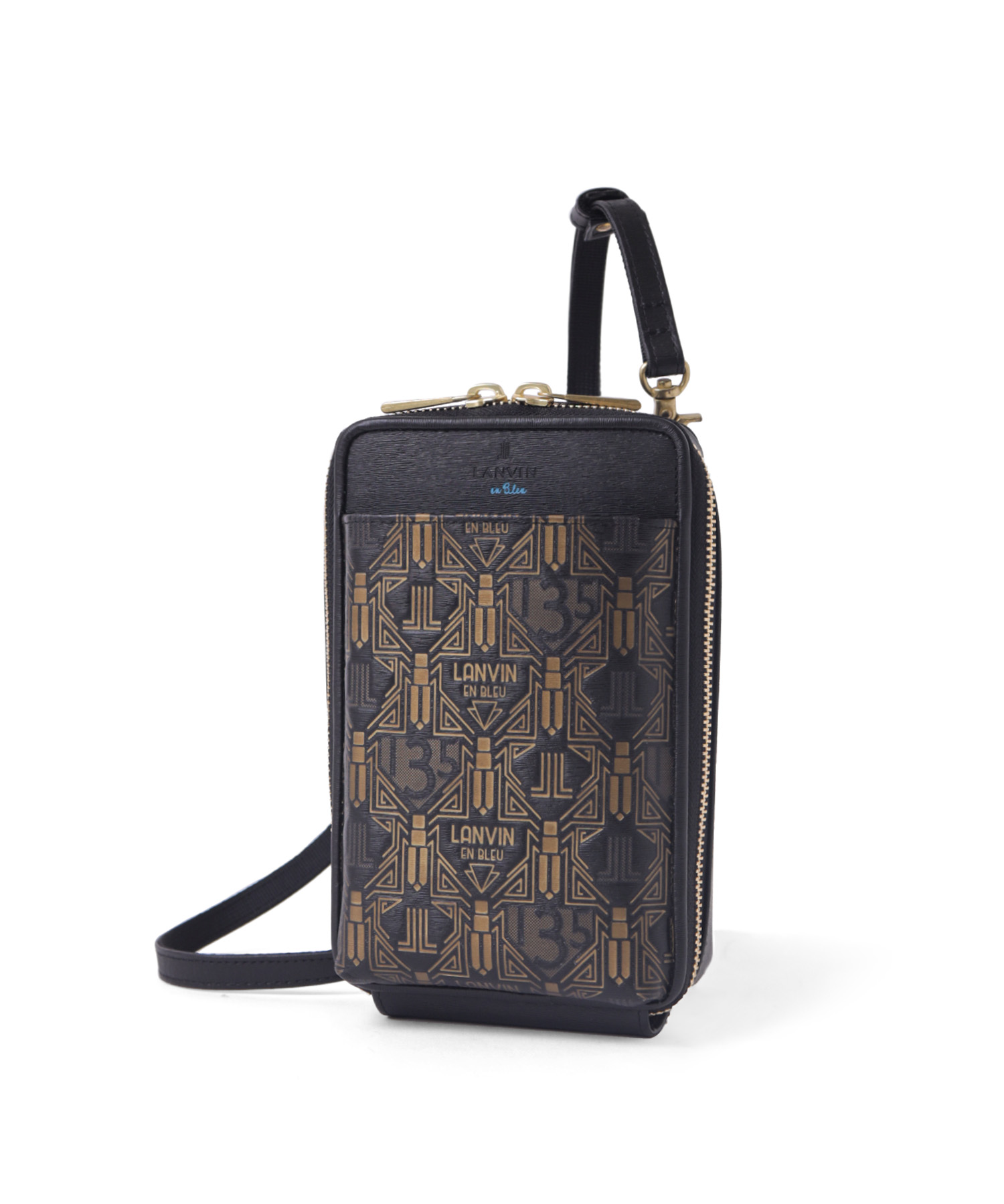 ランバン オン ブルー アールデコ レザースマートポーチ(クロ)