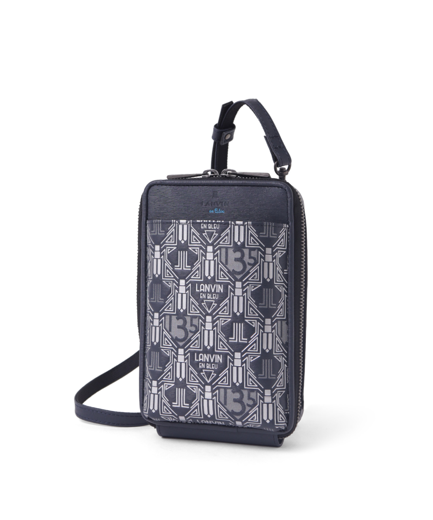 ランバン オン ブルー アールデコ レザースマートポーチ(コン)