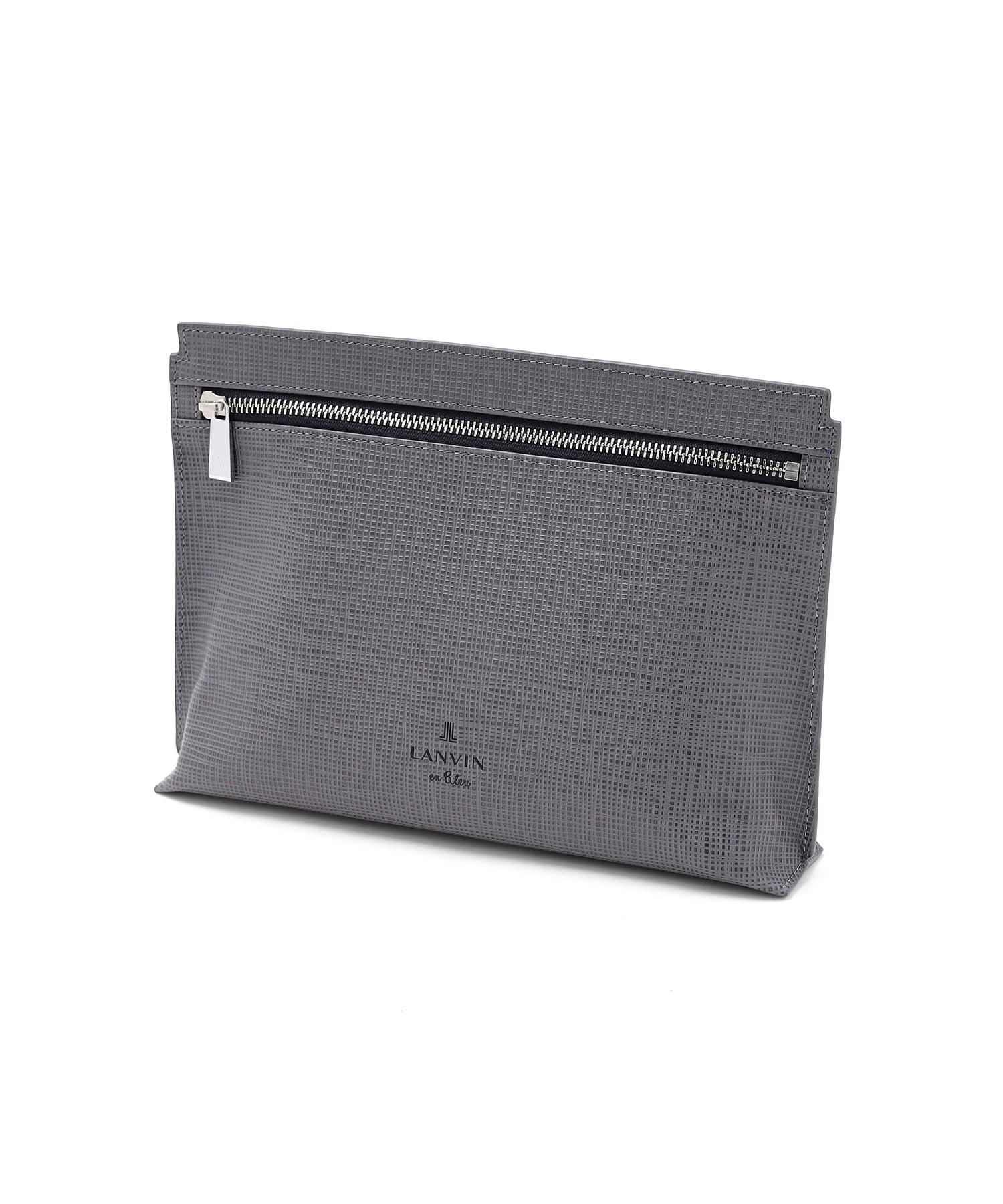 ランバン オン ブルー ゼブダ レザークラッチバッグ(グレー)