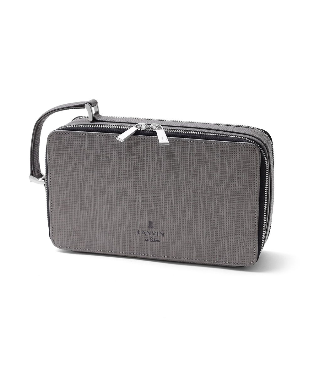 ランバン オン ブルー ゼブダ レザーポーチ ダブルファスナー