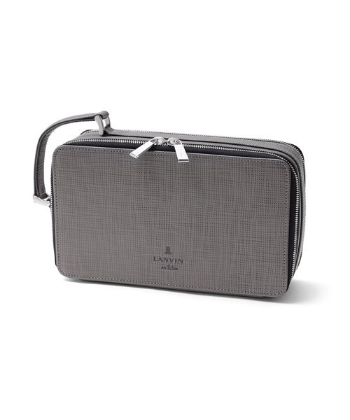 ランバン オン ブルー ゼブダ レザーポーチ ダブルファスナー