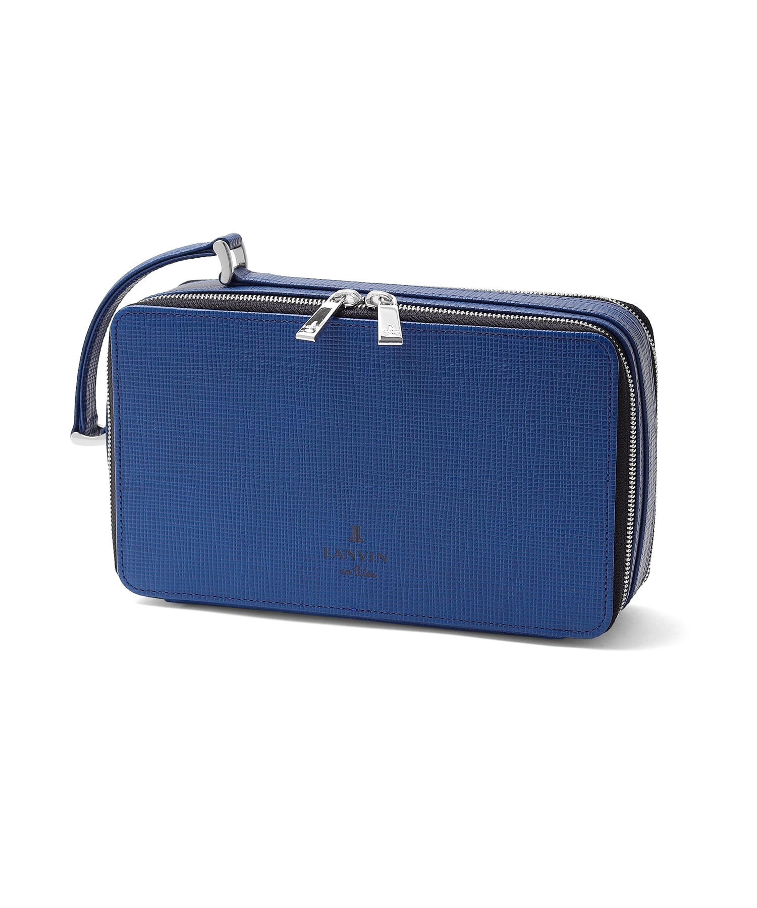 ランバン オン ブルー ゼブダ レザーポーチ ダブルファスナー(ブルー)