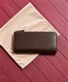 フジタカ デュプイ ボックスカーフ ボックス 長財布 L字ファスナー カード段12(チョコ)