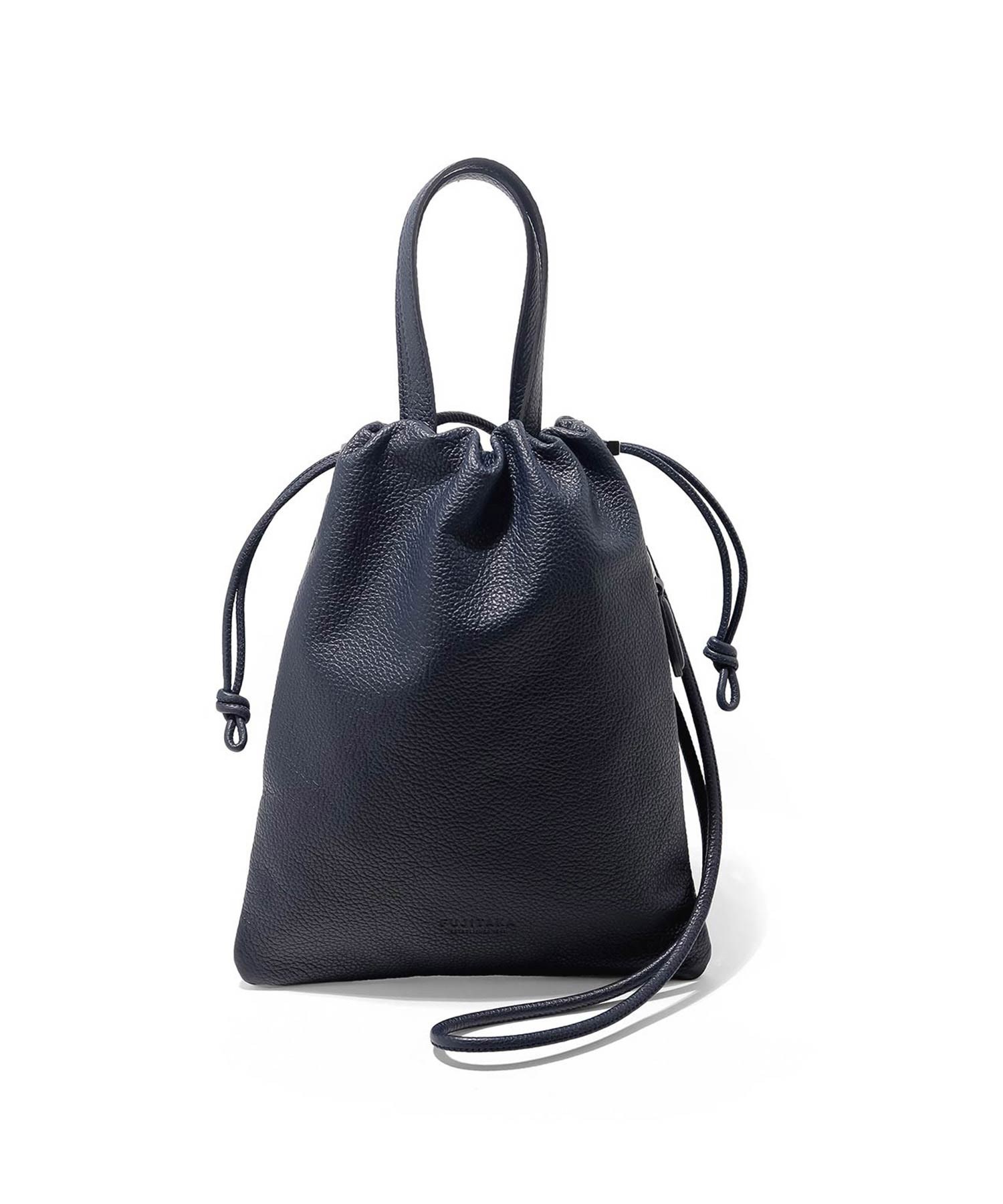 フジタカ フィノ レザー巾着ミニバッグ 2WAY(コン)