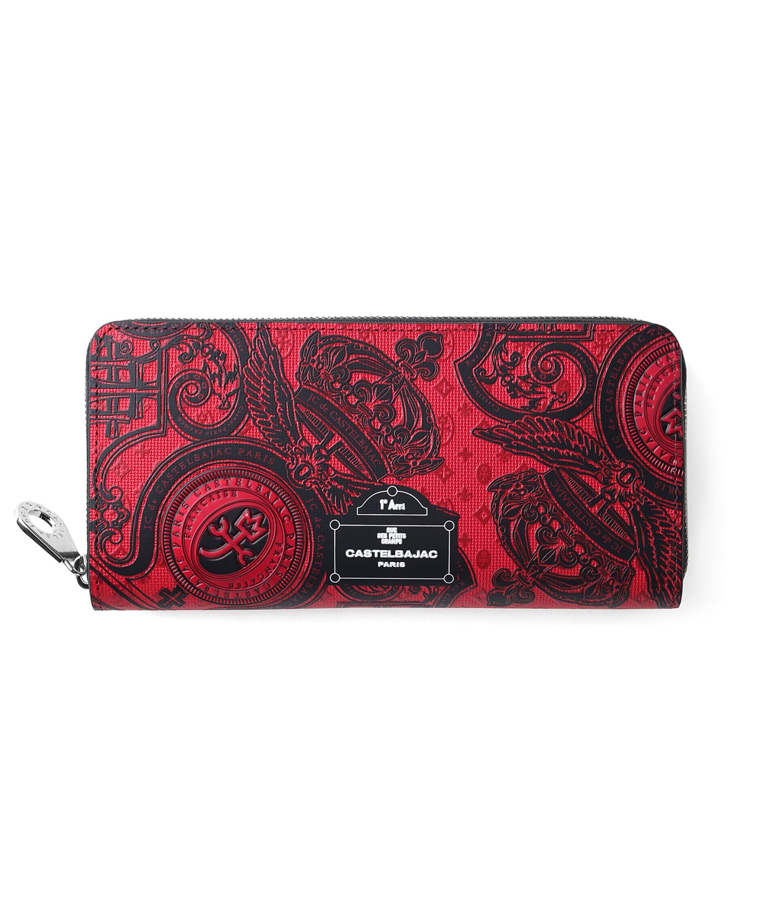 【美品】カステルバジャック お財布 ショルダー バッグ ネイビー レッド レザー CASTELBAJAC（カステルバジャック） オーガナイザー メンズ レディース