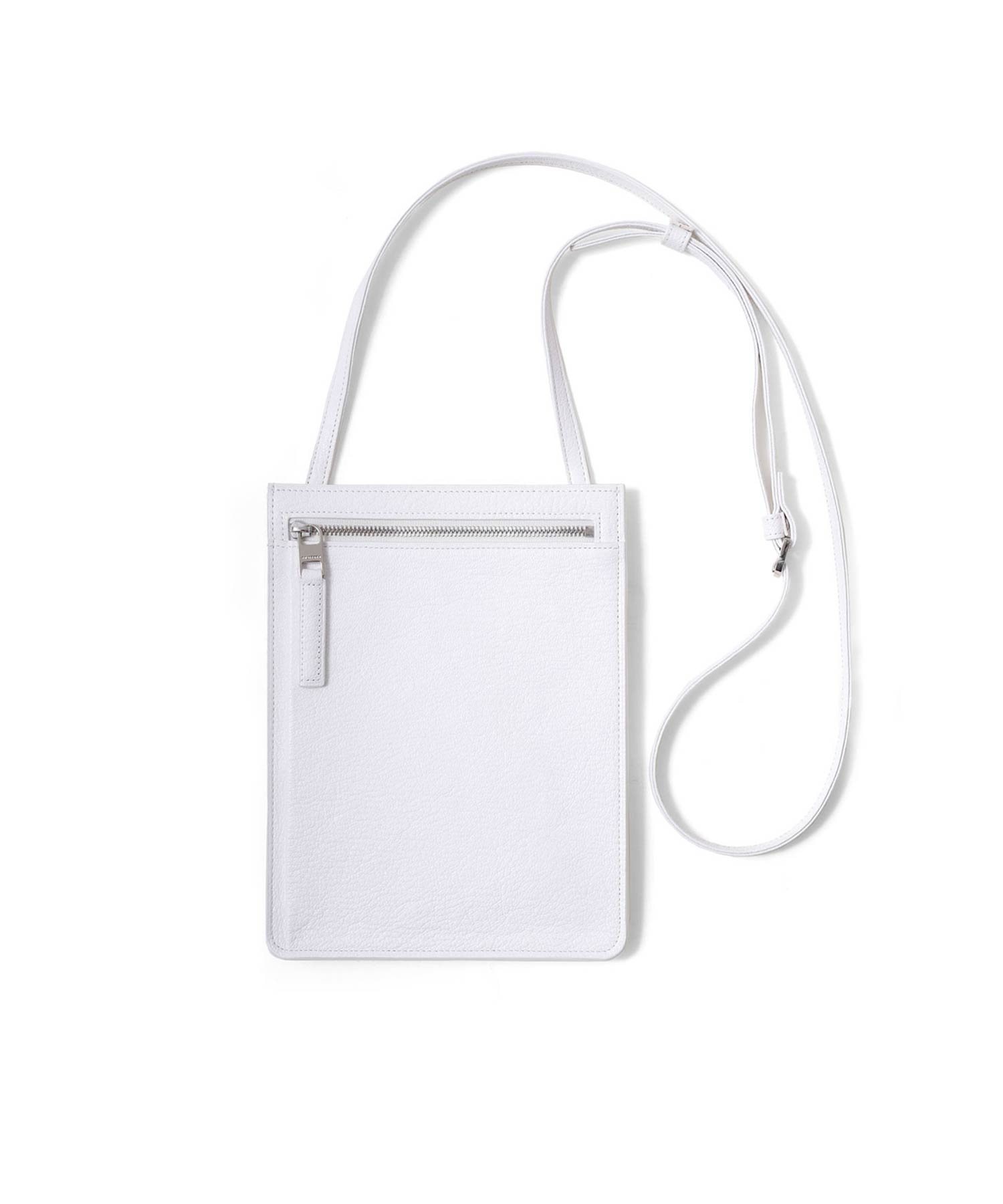 フジタカ シェーブル ゴートレザー スマホショルダーバッグ(シロ)