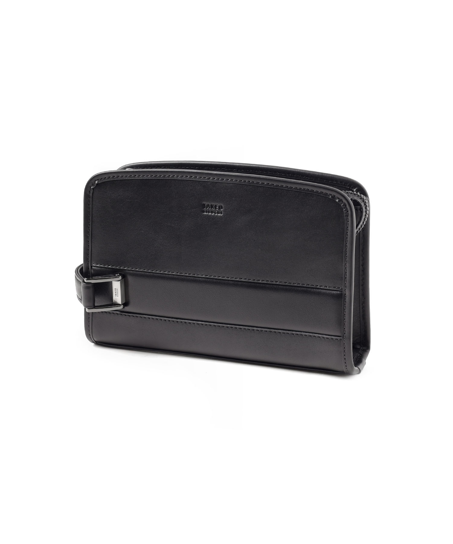 タケオキクチ ボルトン レザーメンズポーチ 27cm(クロ)