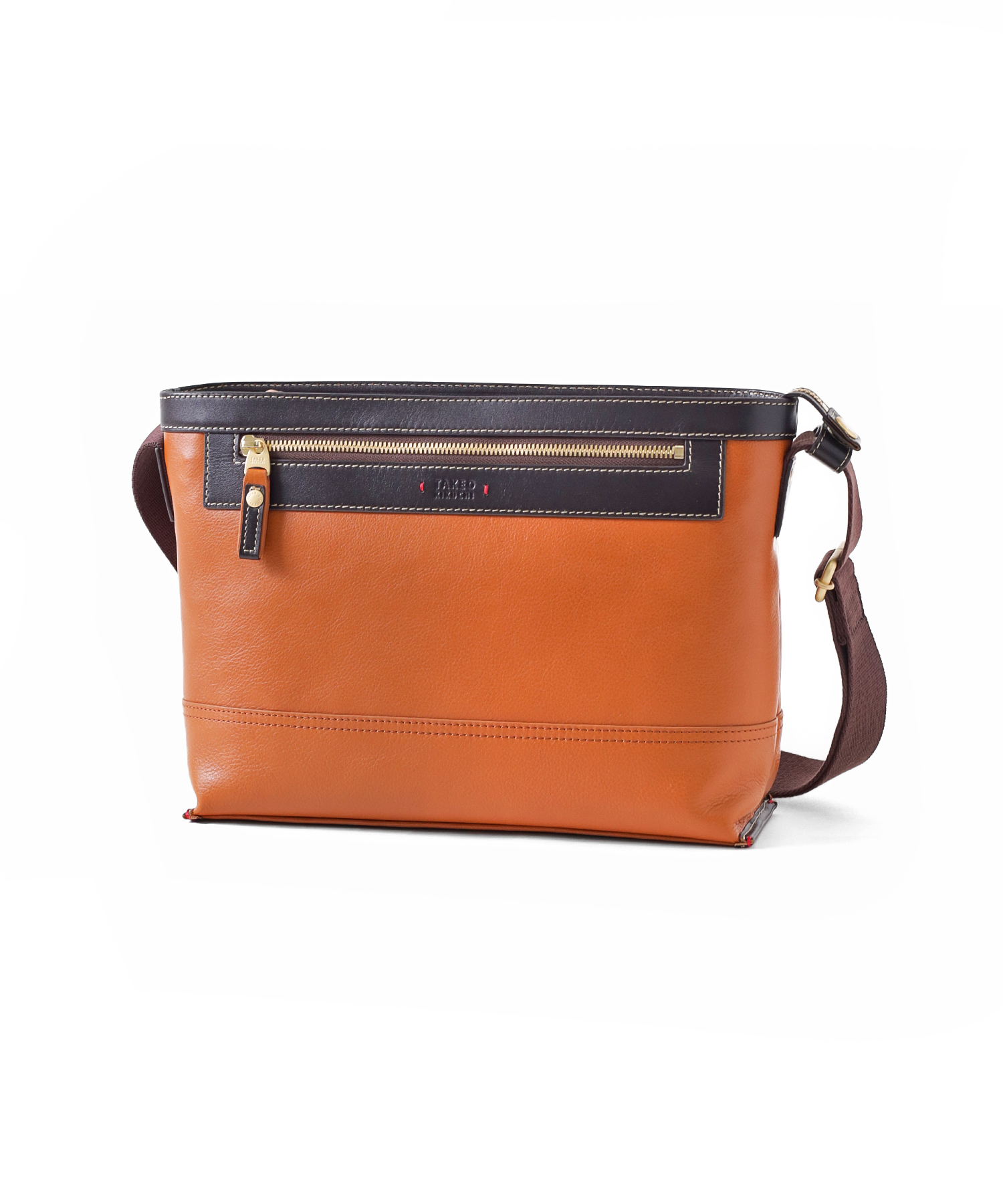 タケオキクチ マンチェスター レザーショルダーバッグ B5(キャメル)