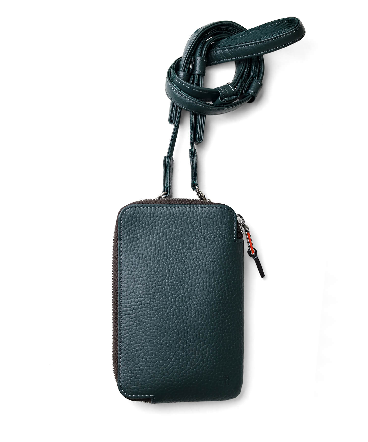 イズイット ノボ レザースマホショルダーバッグ  L字ファスナー(グリーン)