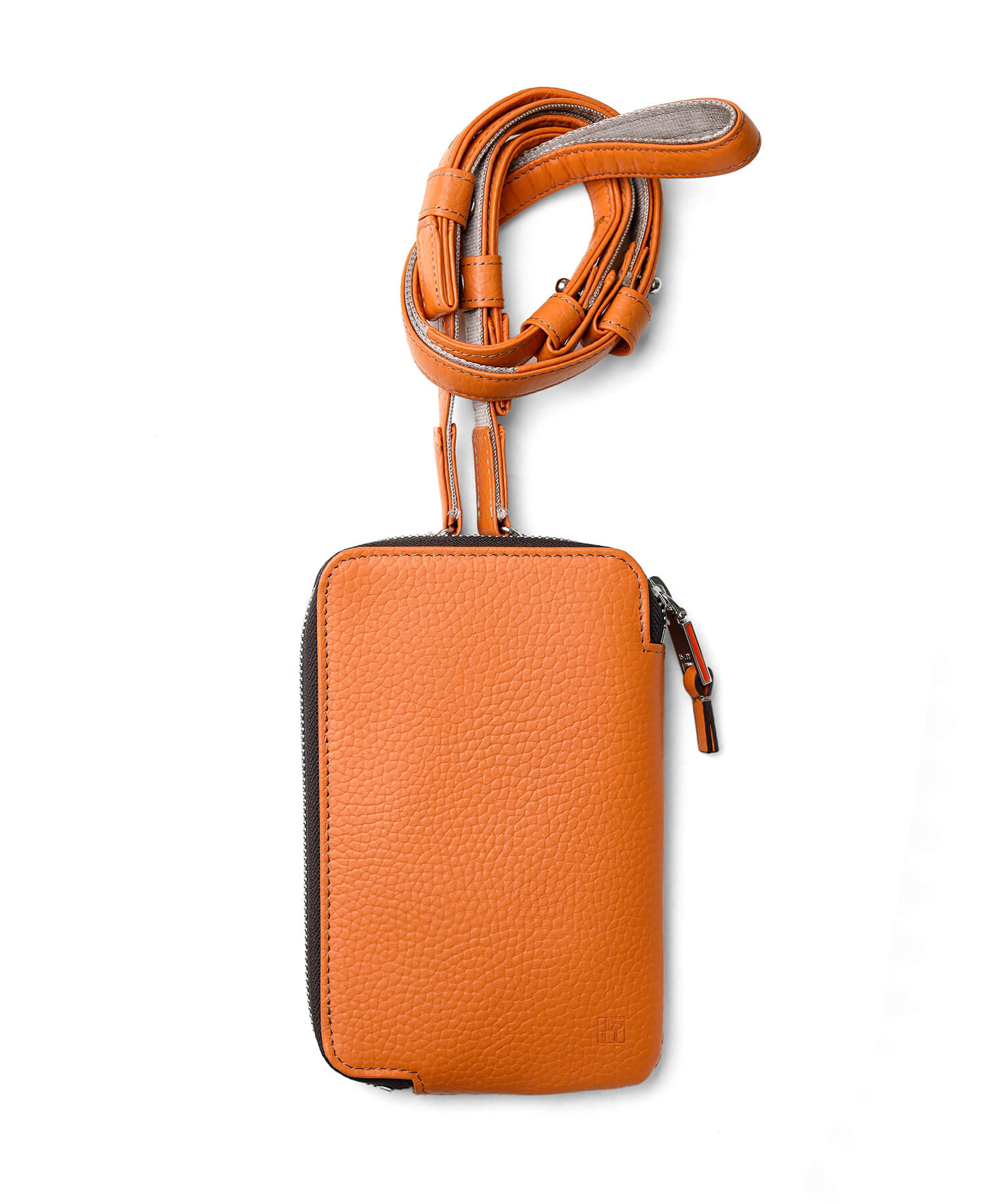 イズイット ノボ レザースマホショルダーバッグ  L字ファスナー(オレンジ)