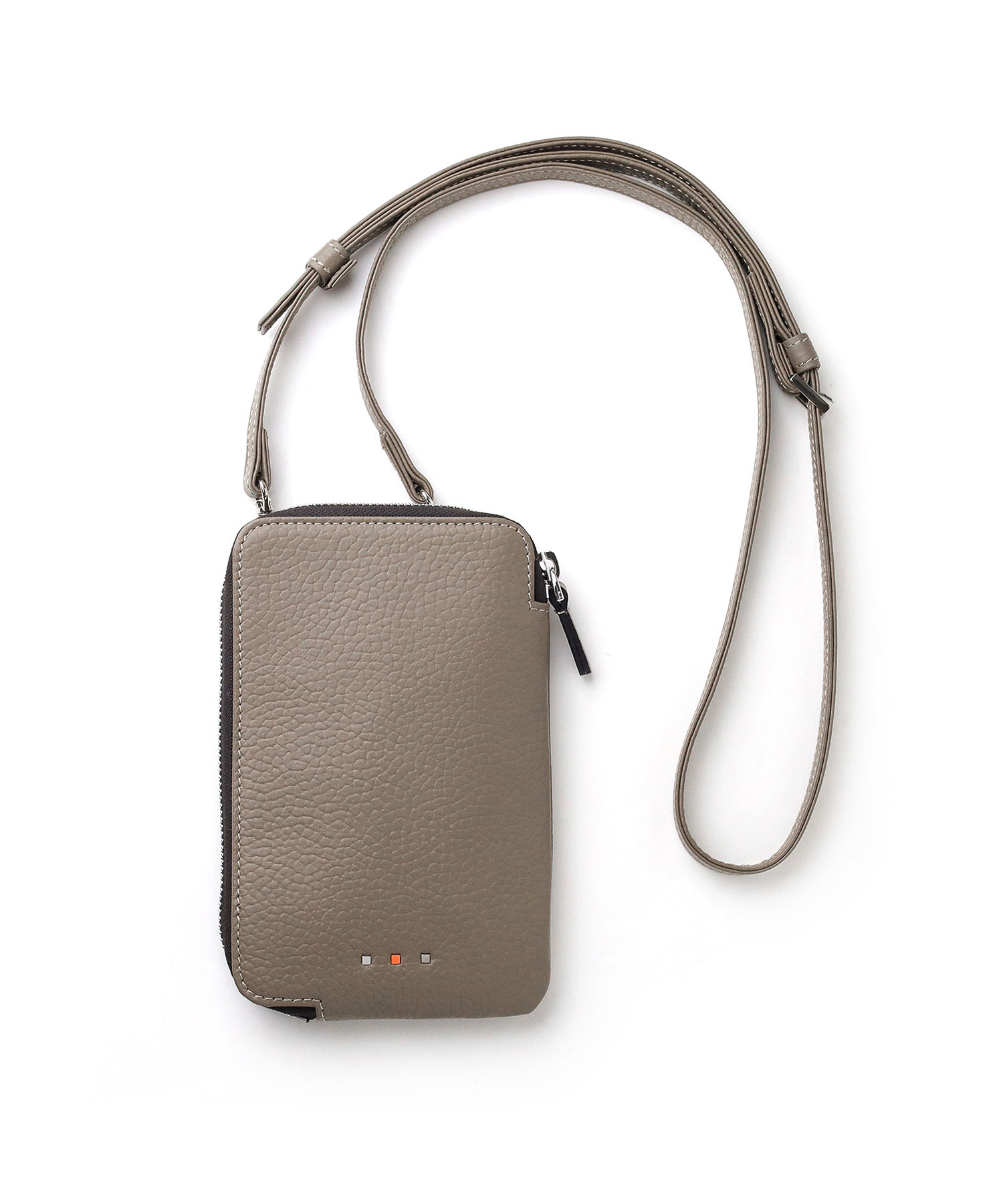 イズイット ボーノ レザースマホショルダーバッグ L字ファスナー(トープ)