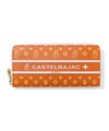 カステルバジャック ビジュー ラウンドファスナー 長財布 カード段12(オレンジ)