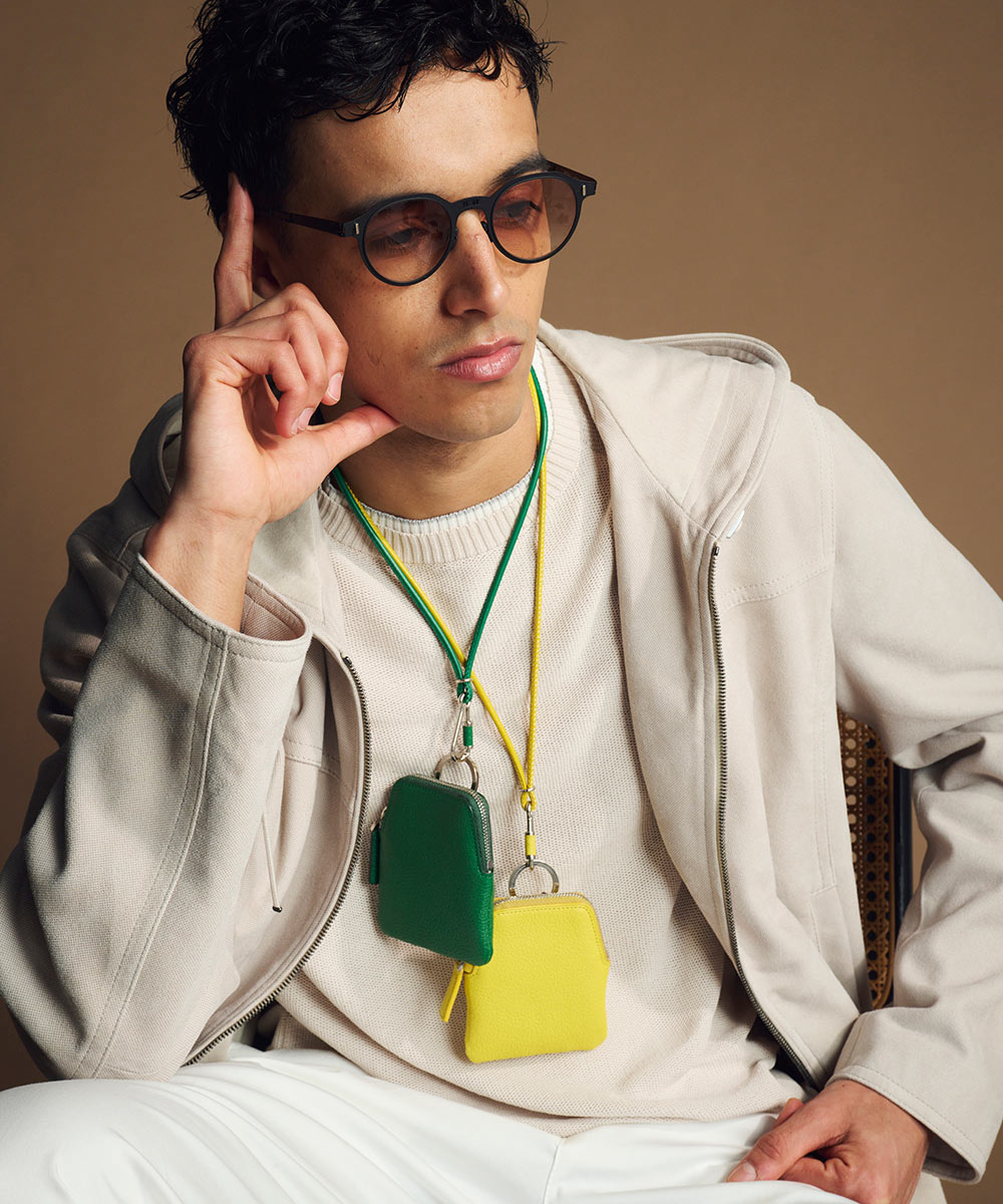 フジタカ シェーブル財布・小物 ゴートレザー 総革ネックポーチ