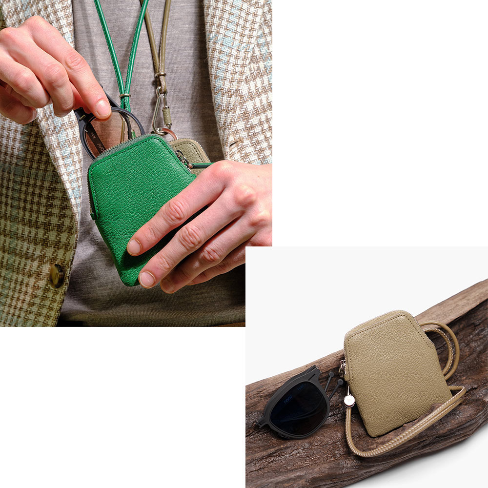 フジタカ シェーブル財布・小物 ゴートレザー 総革ネックポーチ