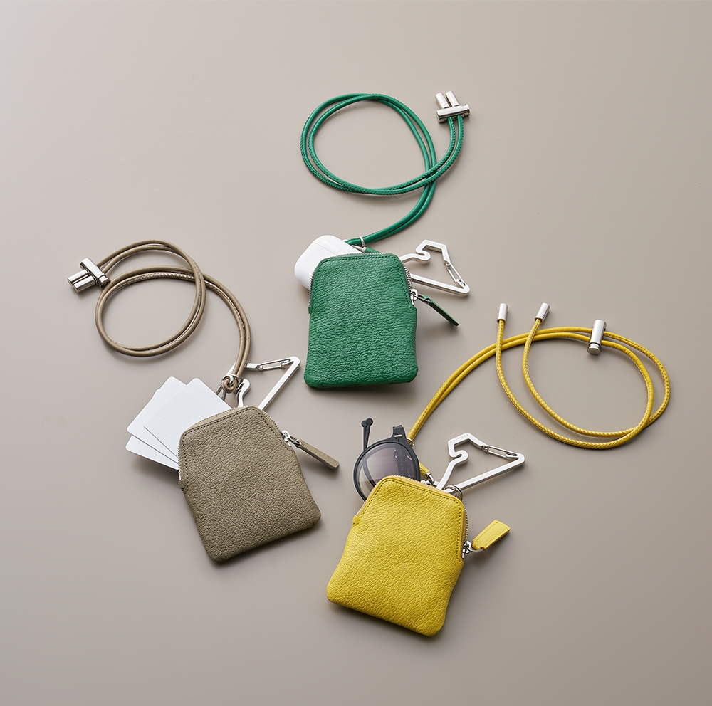 フジタカ シェーブル財布・小物 ゴートレザー 総革ネックポーチ