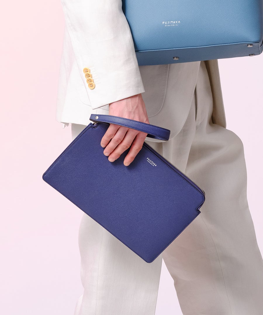 フジタカ ワープロラックスコンフォート カーフレザー クラッチバッグ B5