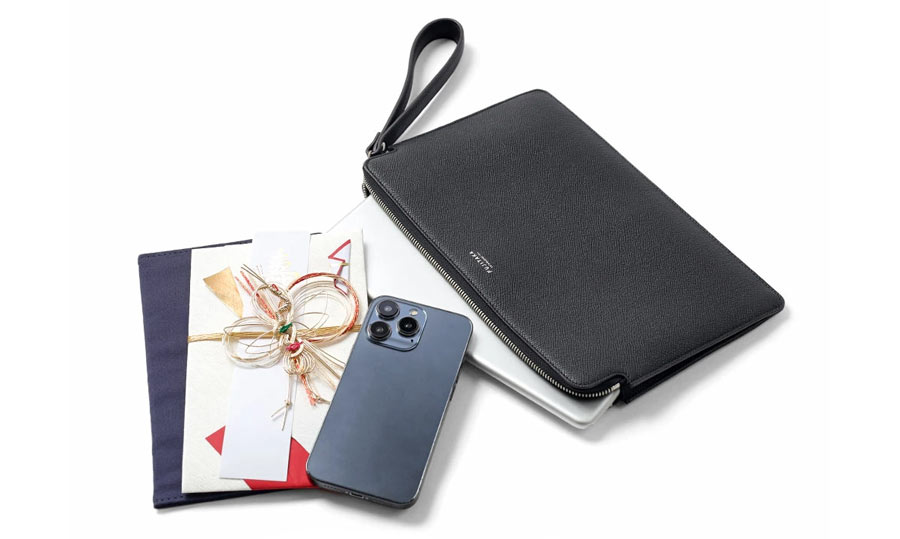 フジタカ ワープロラックスコンフォート カーフレザー クラッチバッグ B5