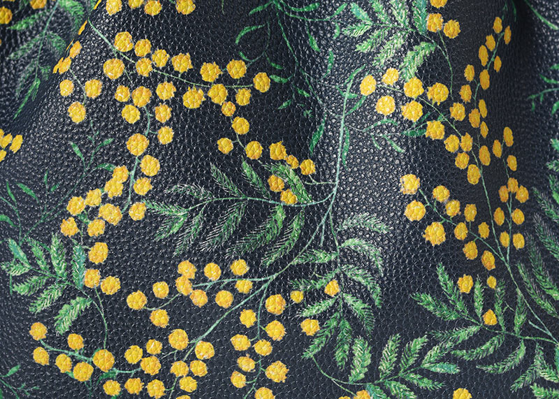 イズイット フラワーズ レザー巾着ショルダーバッグ