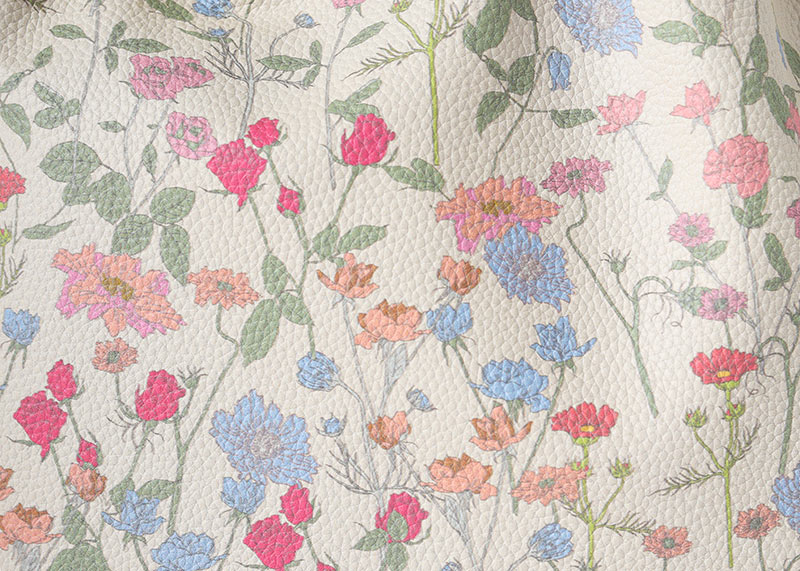 イズイット フラワーズ レザー巾着ショルダーバッグ