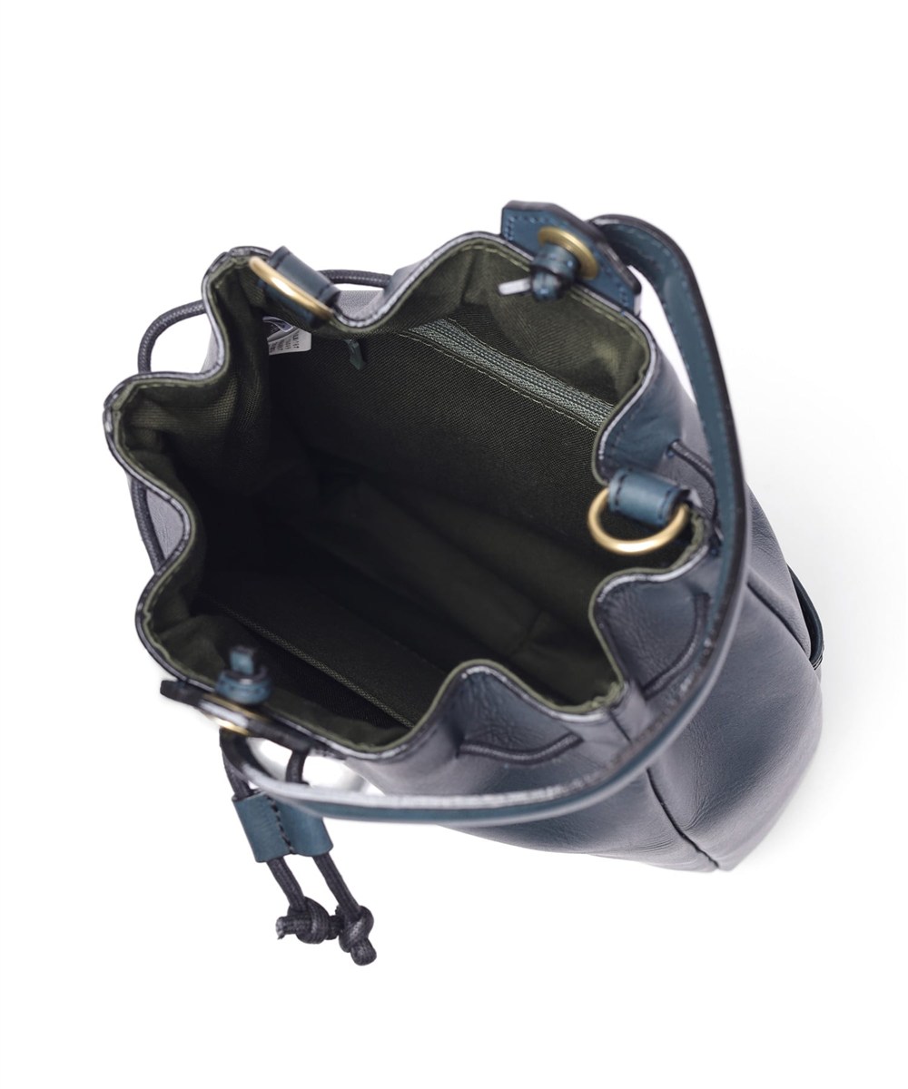 シルバーレイククラブ オイルレザー 巾着ショルダーバッグ 2WAY