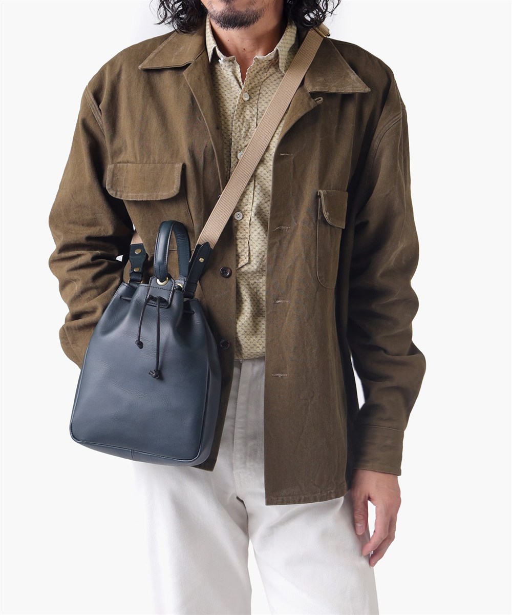 シルバーレイククラブ オイルレザー 巾着ショルダーバッグ 2WAY