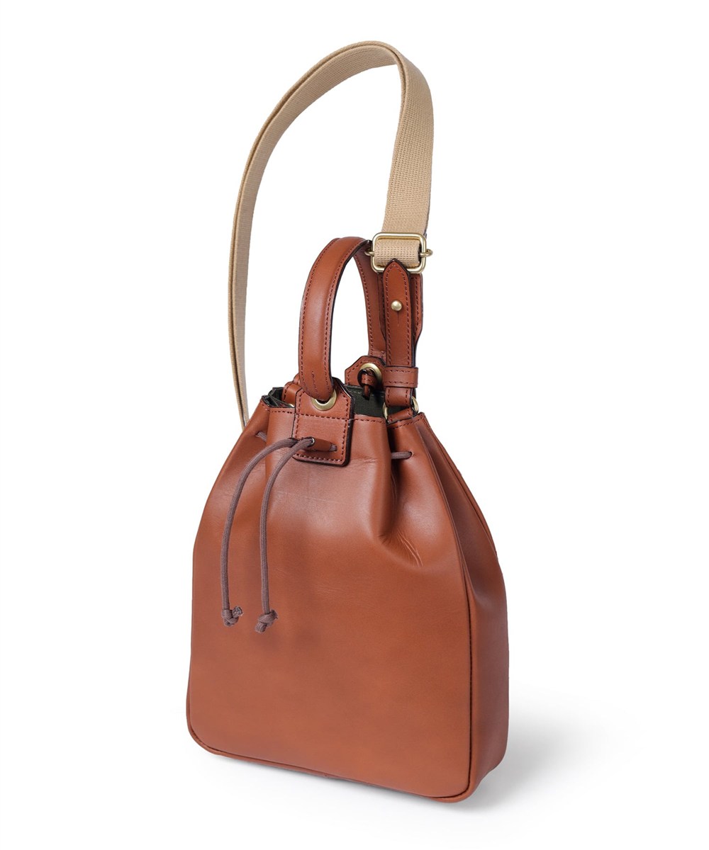 シルバーレイククラブ オイルレザー 巾着ショルダーバッグ 2WAY