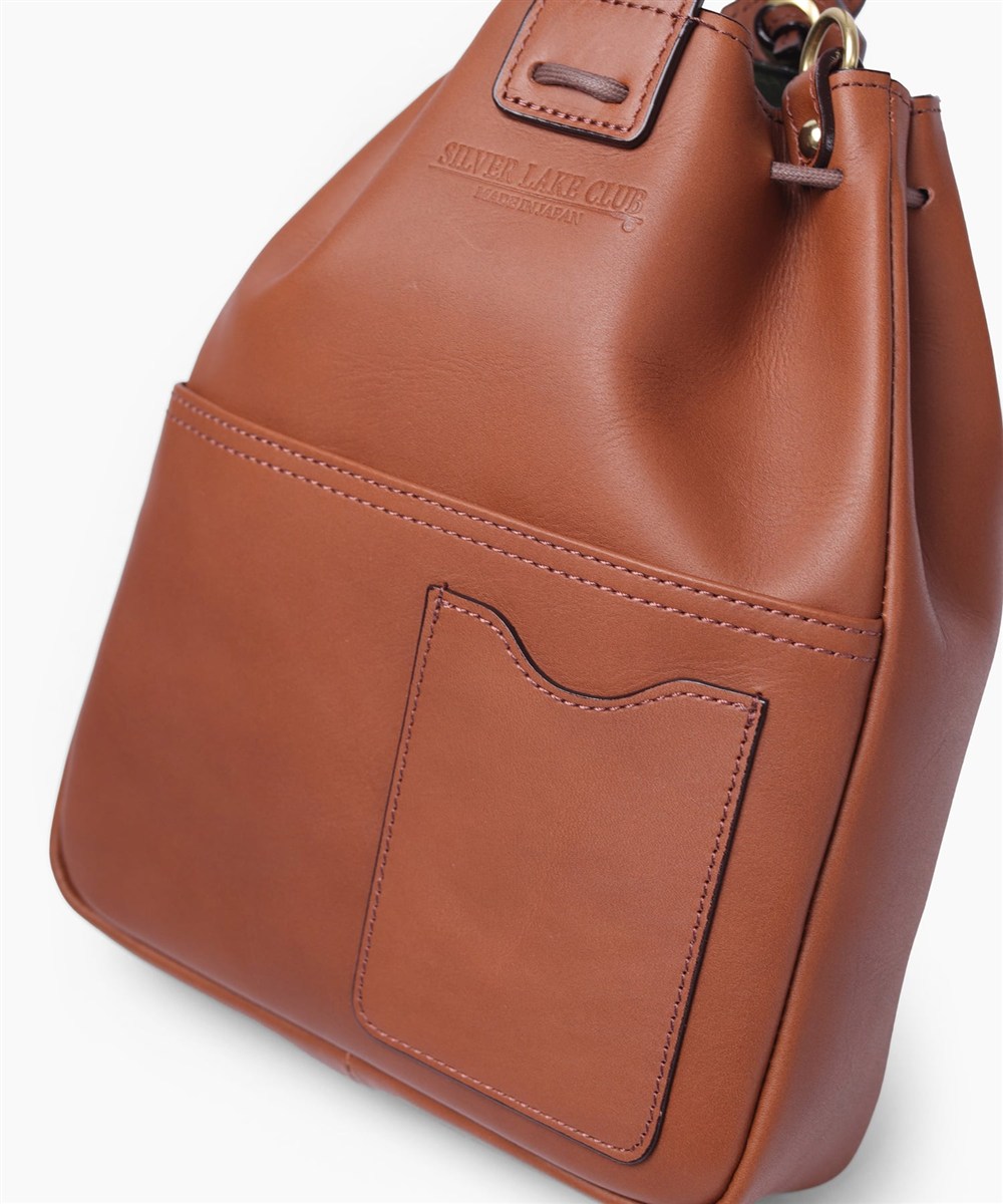 シルバーレイククラブ オイルレザー 巾着ショルダーバッグ 2WAY