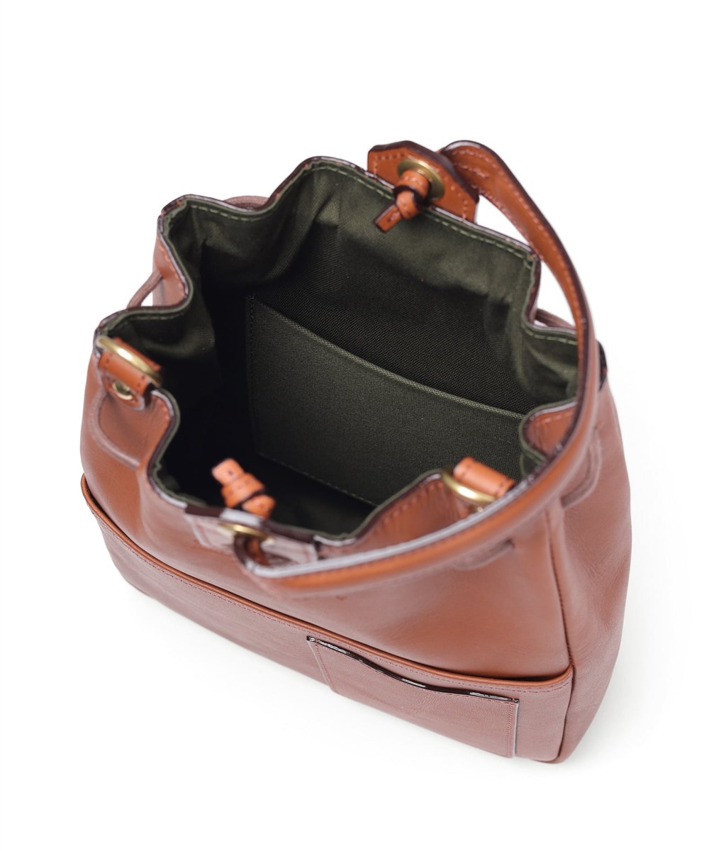 シルバーレイククラブ オイルレザー 巾着ショルダーバッグ 2WAY