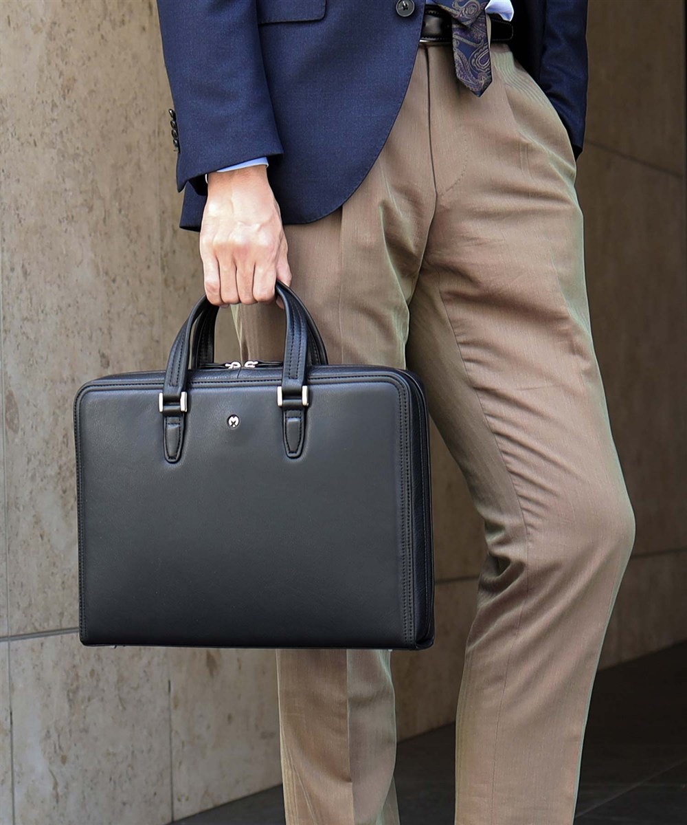 ミラ・ショーン クレスタ レザービジネスバッグ A4 三方開き