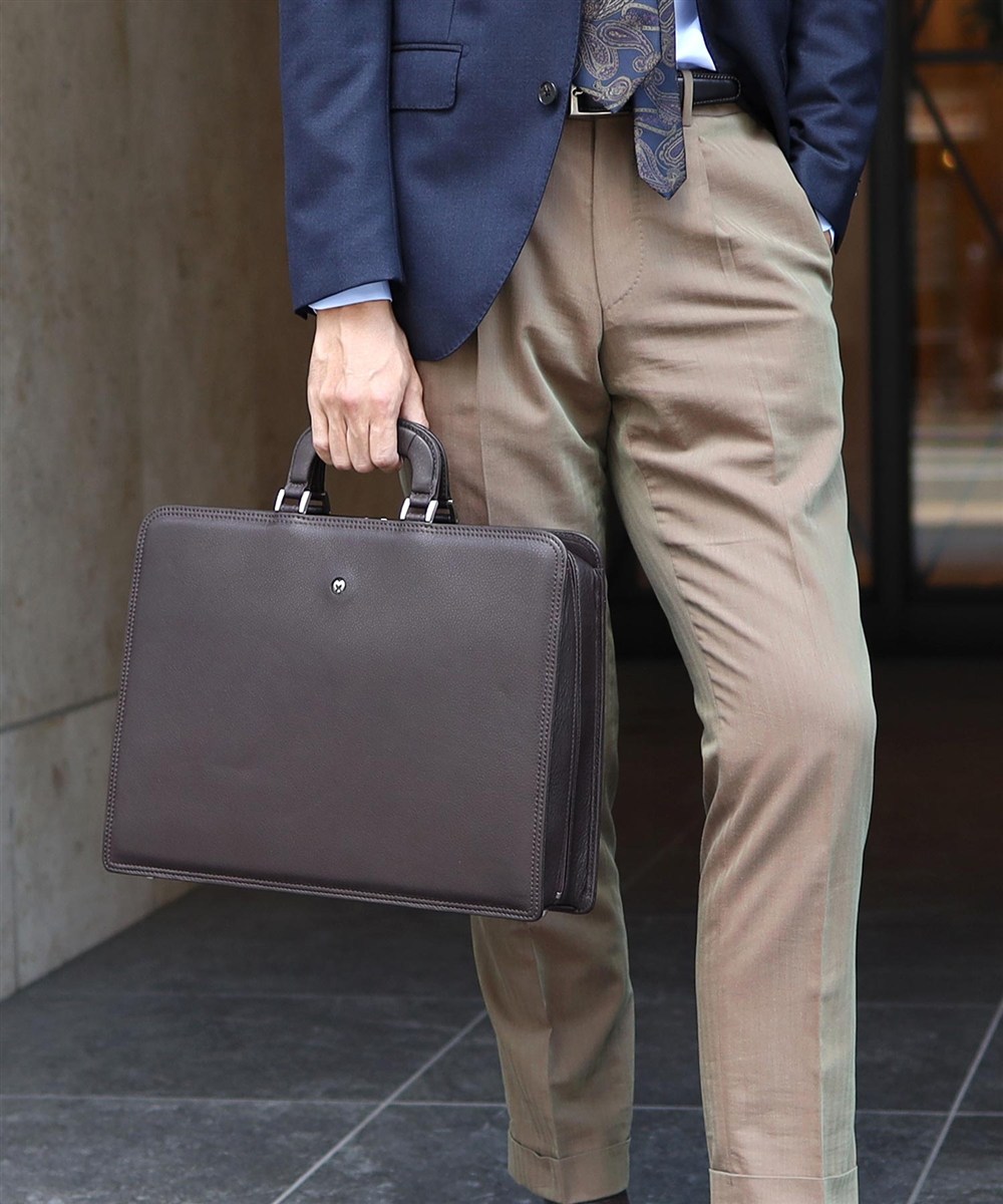 ミラ・ショーン クレスタ レザービジネスバッグ A4 三方開き