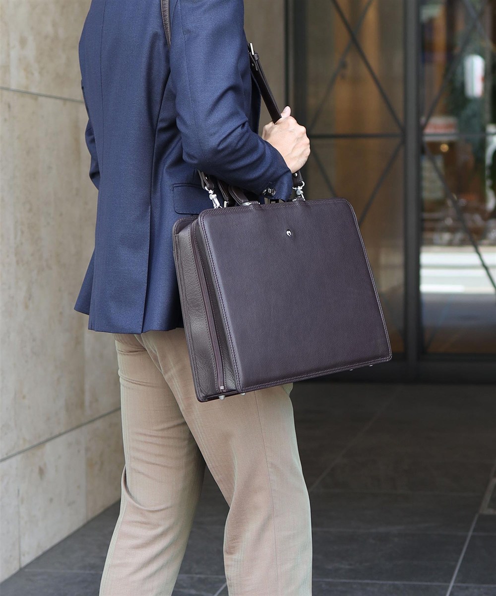 ミラ・ショーン クレスタ レザービジネスバッグ A4 三方開き