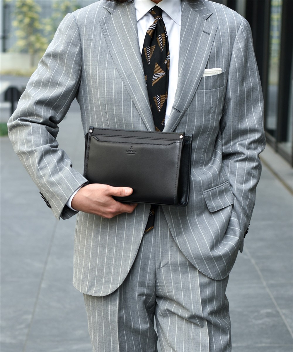 ランバン コレクション ニューフロー レザークラッチバッグ 24cm