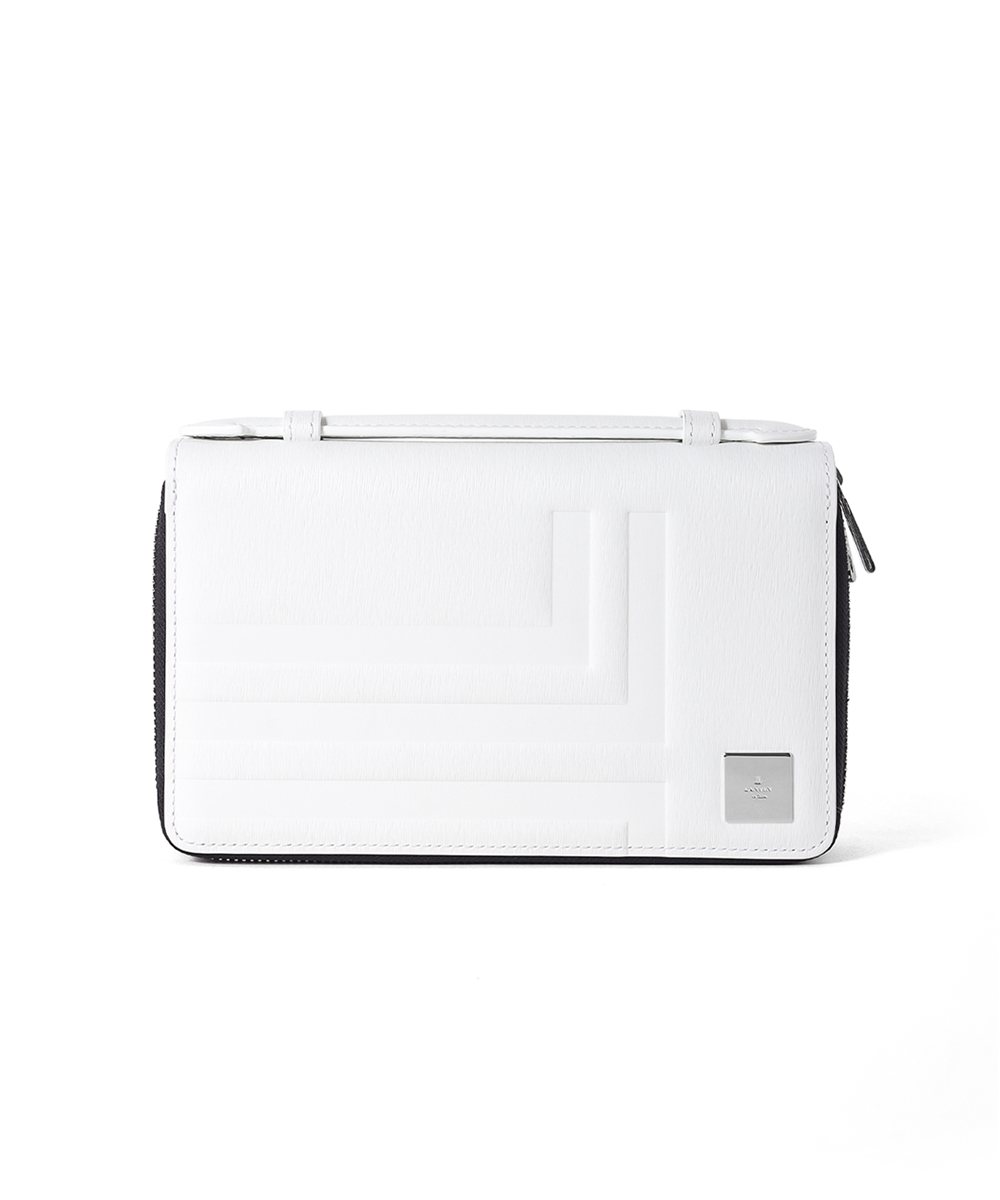 ランバン オン ブルー フィズ レザークラッチバッグ ダブルファスナー