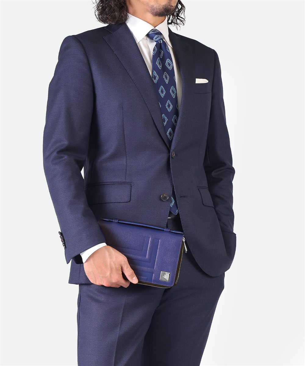 ランバン オン ブルー フィズ レザークラッチバッグ ダブルファスナー