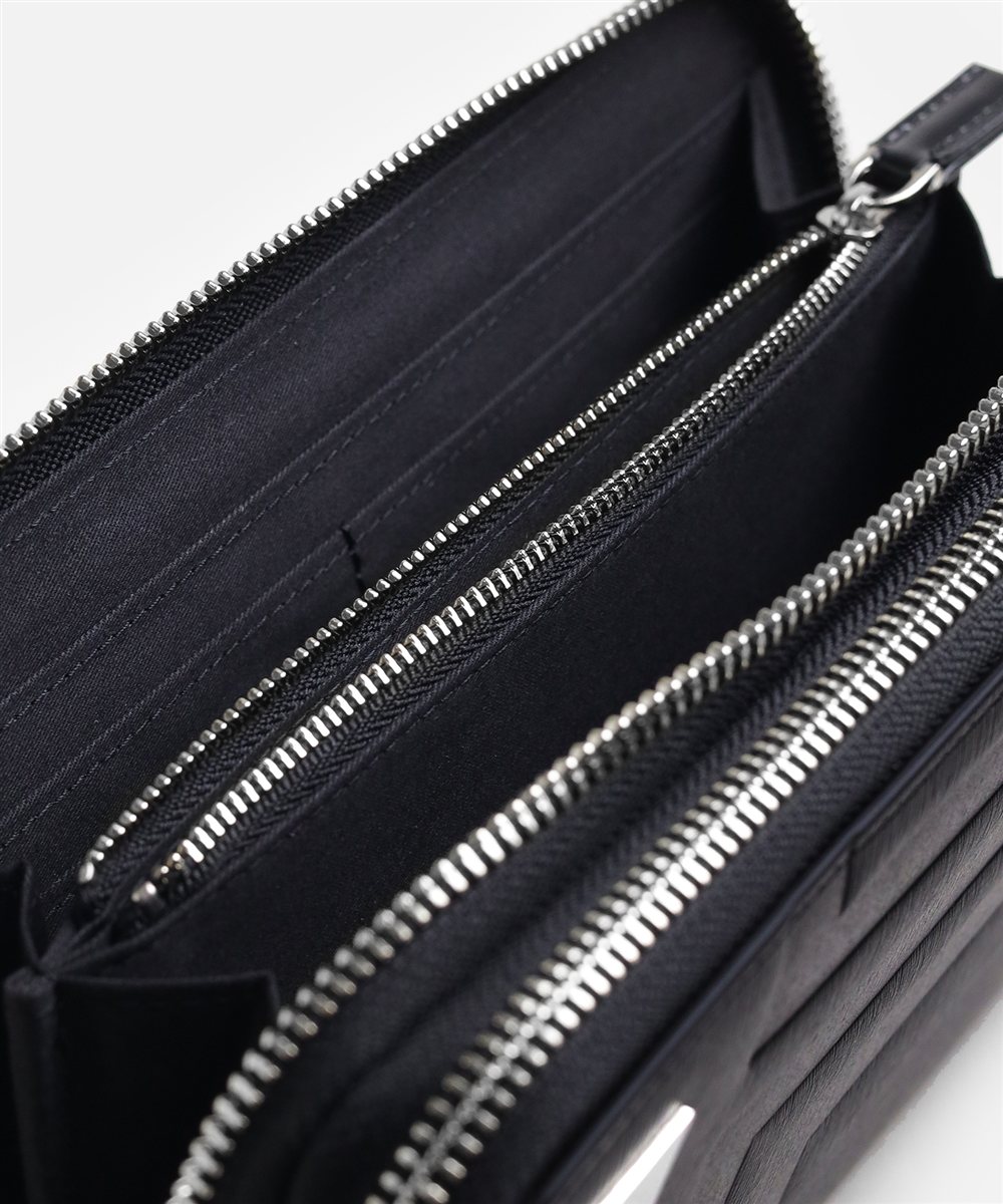 ランバン オン ブルー フィズ レザークラッチバッグ ダブルファスナー