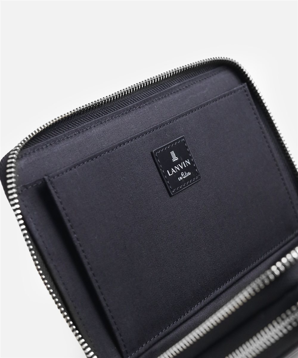 ランバン オン ブルー フィズ レザークラッチバッグ ダブルファスナー