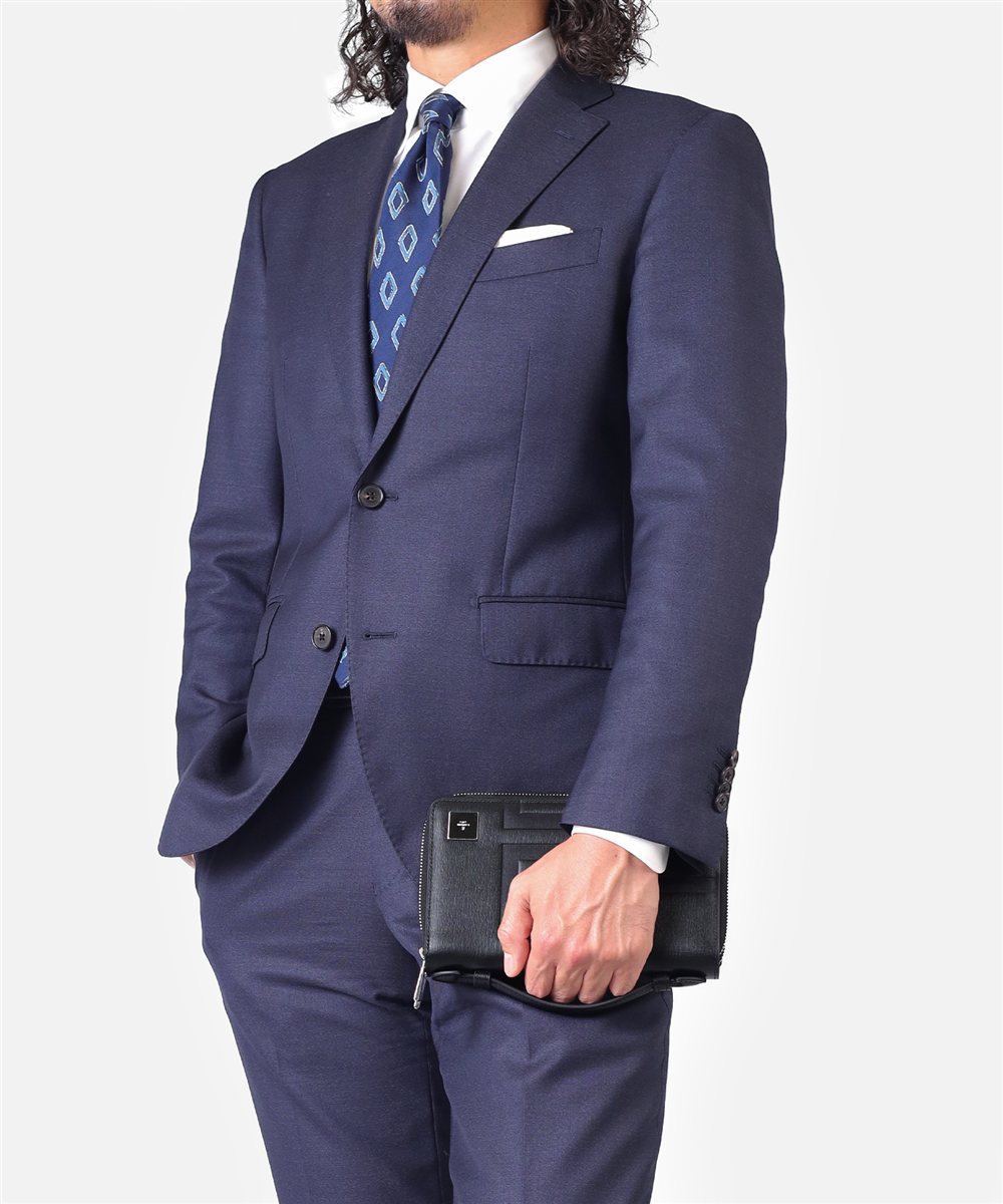 ランバン オン ブルー フィズ レザークラッチバッグ ダブルファスナー