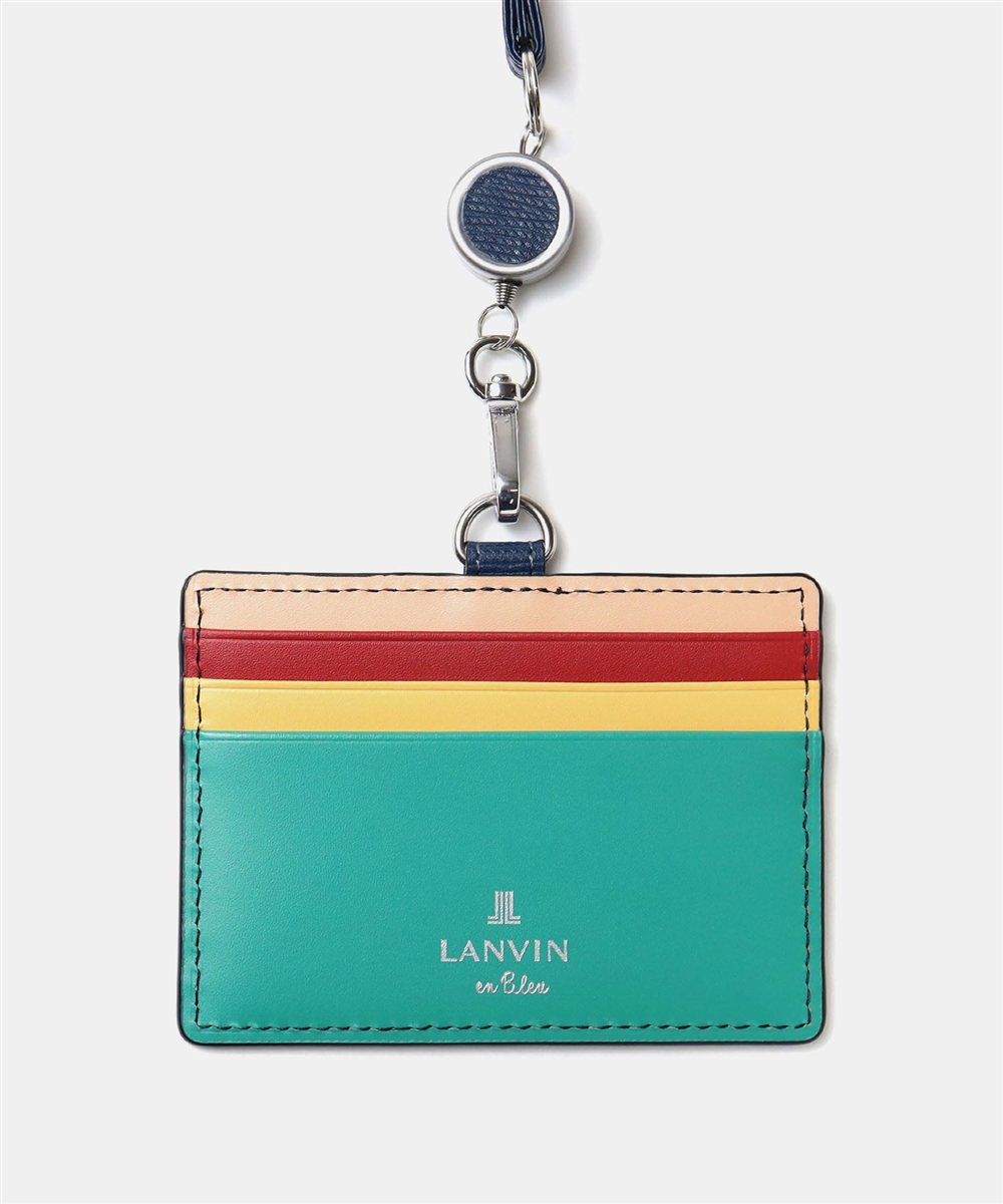 ランバン オン ブルー スタンパ リール付きIDカードホルダー