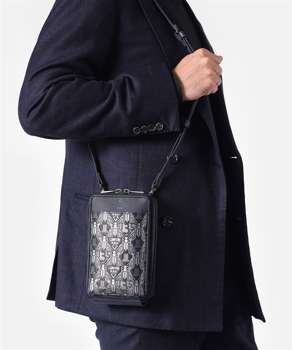 ランバン オン ブルー アールデコ レザースマートポーチ