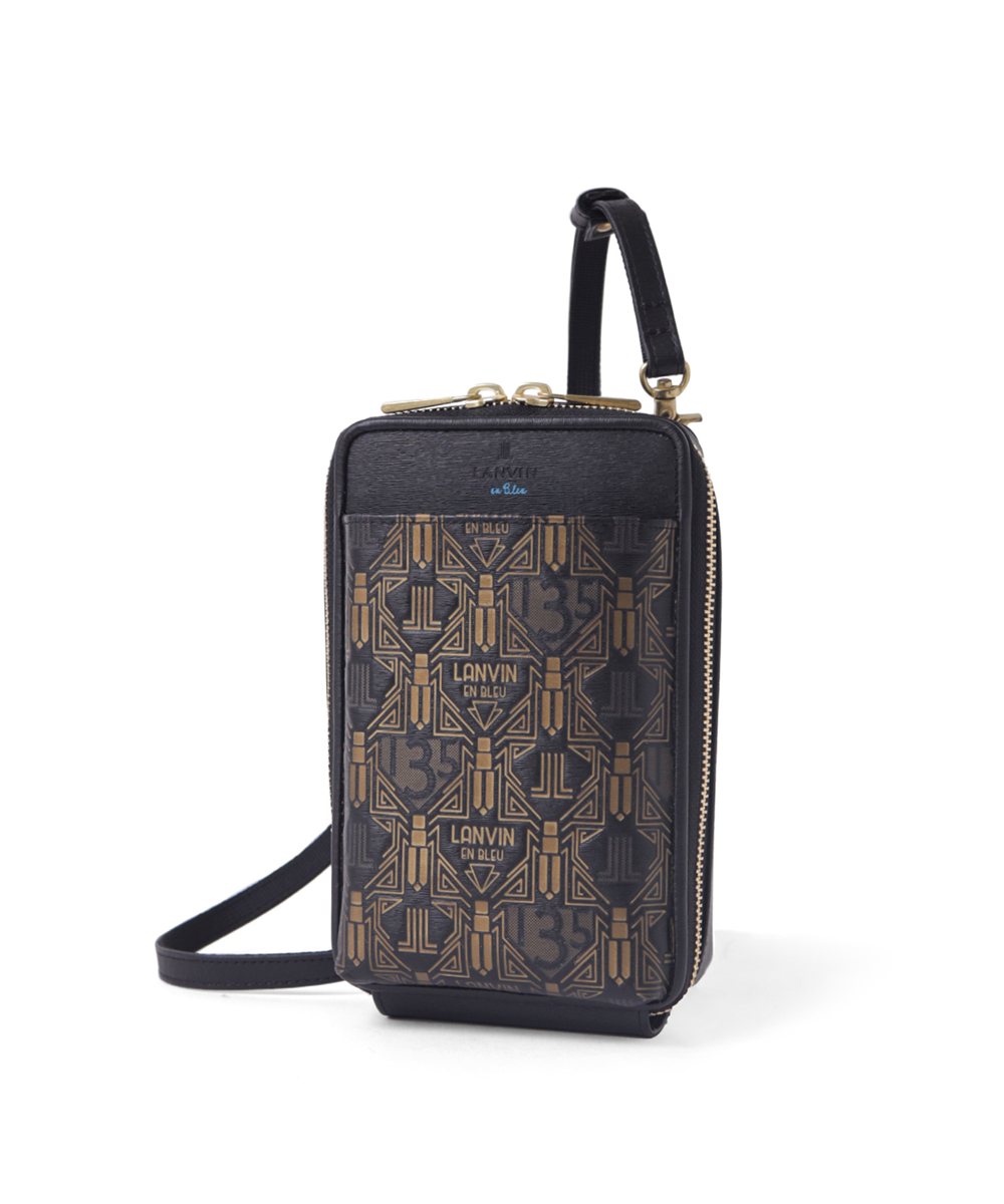 ランバン オン ブルー アールデコ レザースマートポーチ