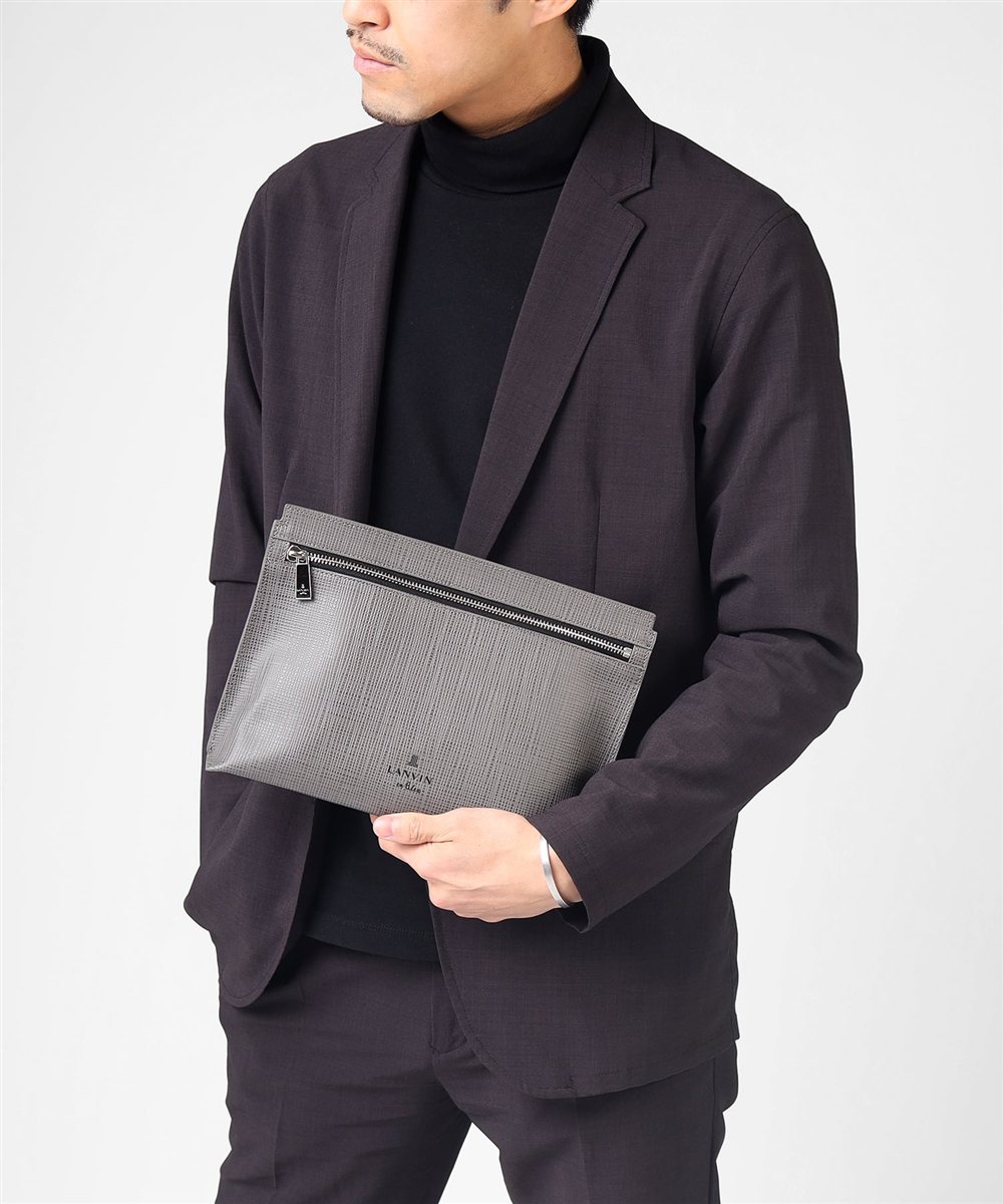 ランバン オン ブルー ゼブダ レザークラッチバッグ